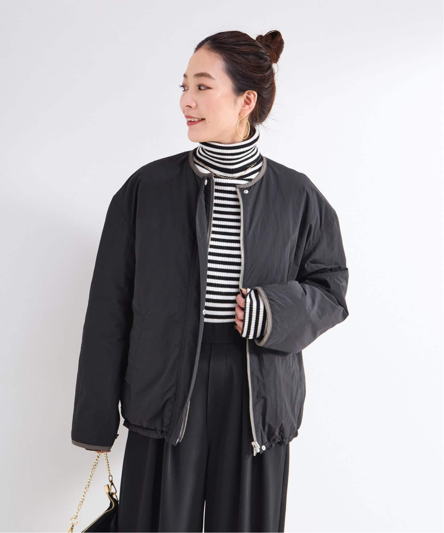 保温性 / ナイロンタフタ / 刺繍キルトリバーシブルブルゾン（その他