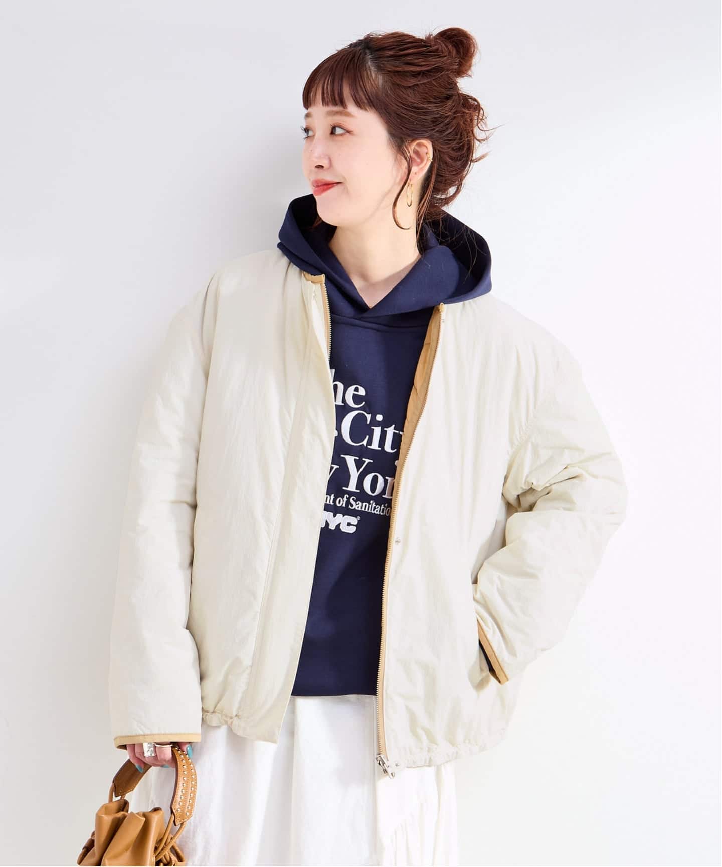 保温性 / ナイロンタフタ / 刺繍キルトリバーシブルブルゾン（その他