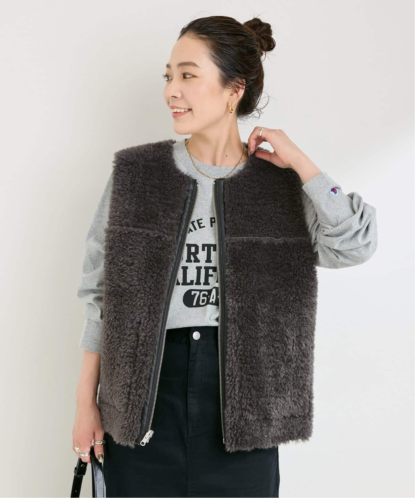 ムートンライクリバーシブルベスト（ベスト）｜B.C STOCK（ベーセー