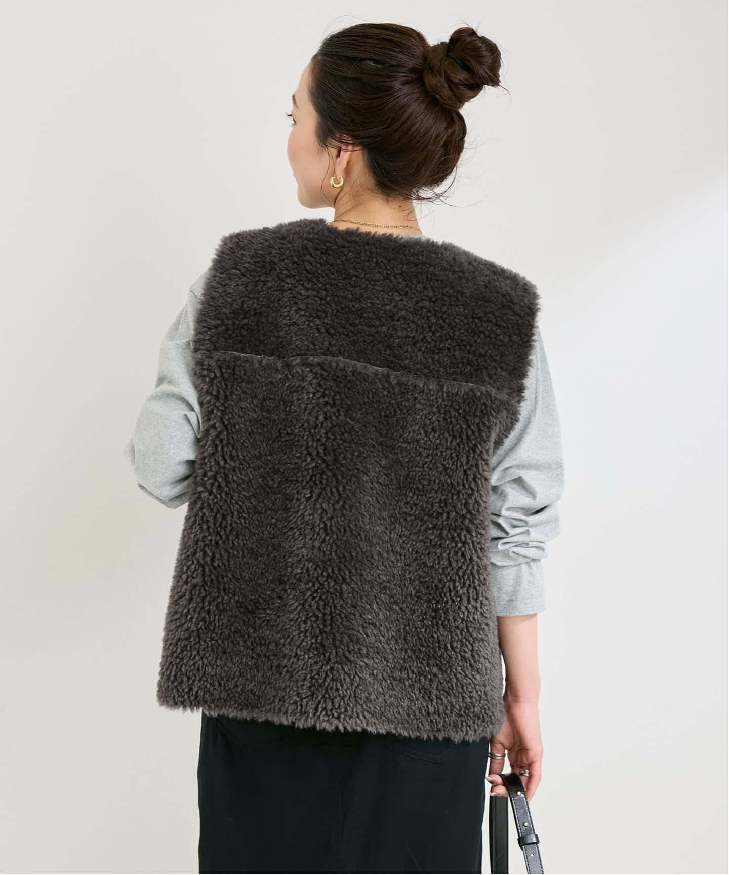 ムートンライクリバーシブルベスト（ベスト）｜B.C STOCK（ベーセー