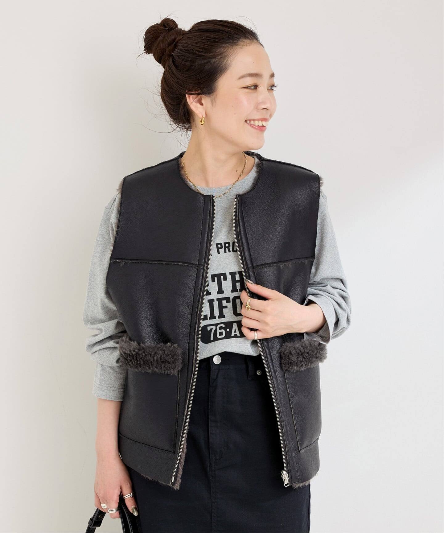 【美品・新品】B.C STOCK ムートンライクリバーシブルベスト ムートンライクリバーシブルベスト（ベスト）｜B.C STOCK（ベーセー