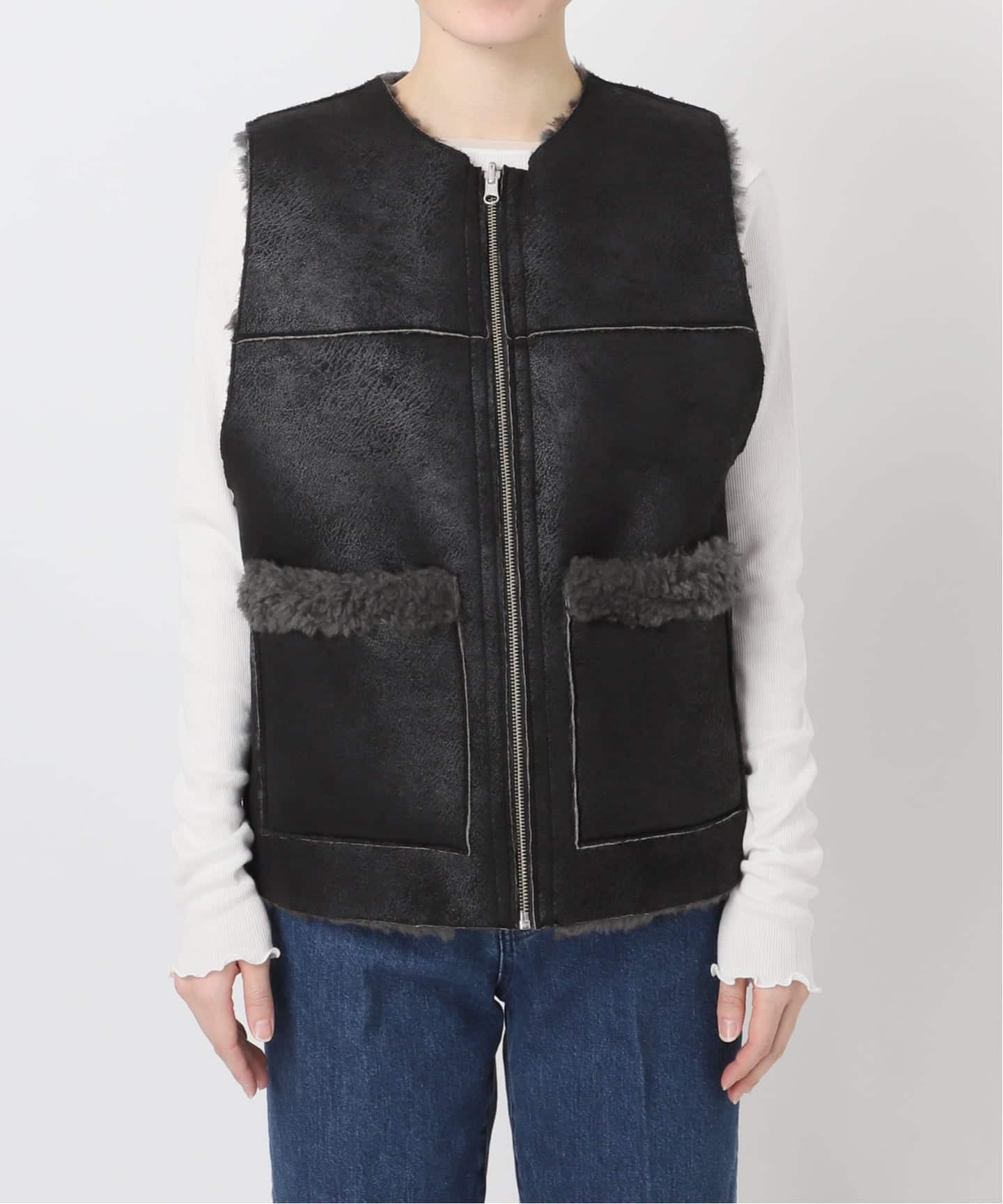 B.C stock ムートンライクリバーシブル ベスト ブラック 完売 タグ付 B.C stock ムートンライクリバーシブル ベスト ブラック 完売 タグ付