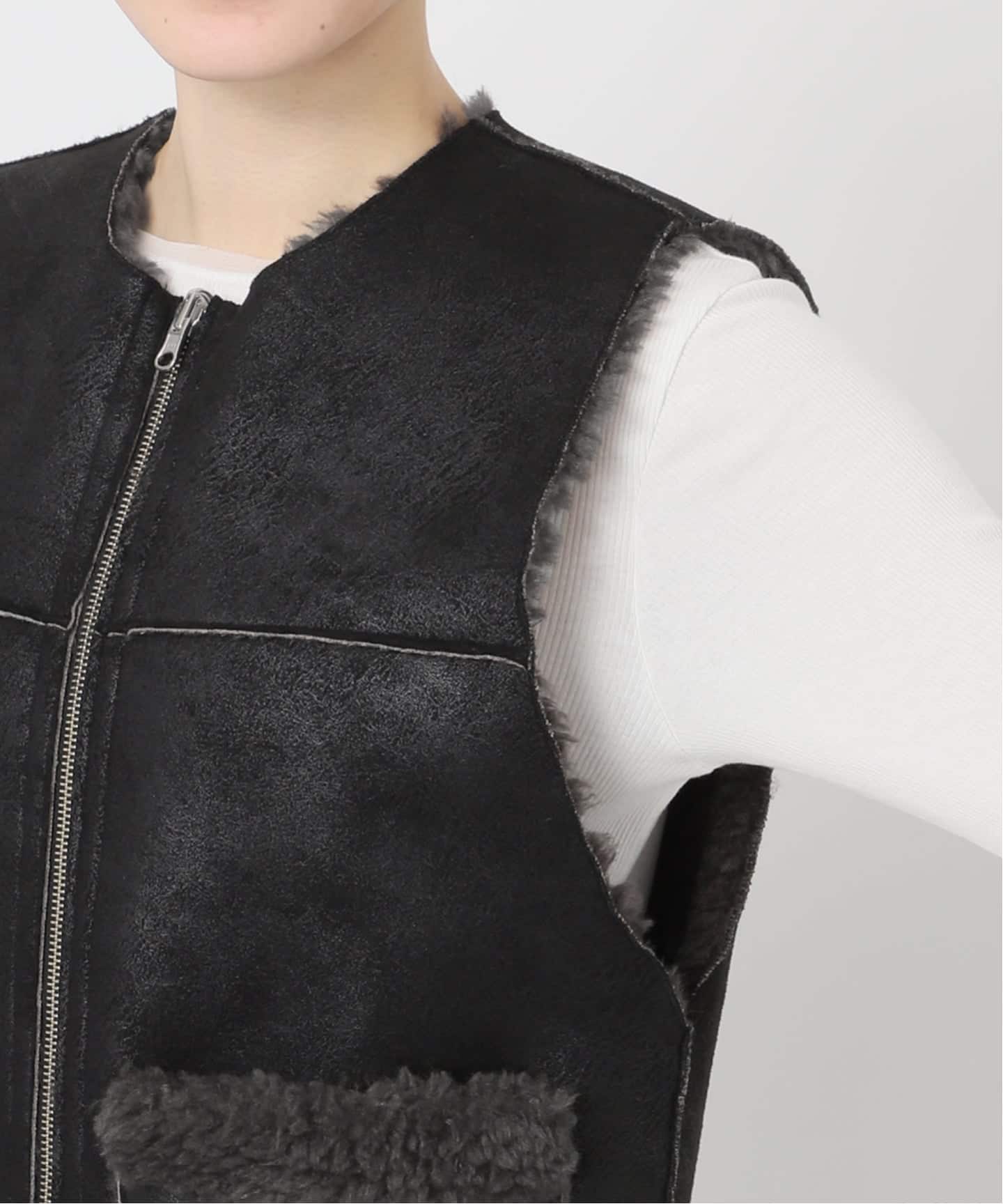 ムートンライクリバーシブルベスト2（ベスト）｜B.C STOCK（ベーセー