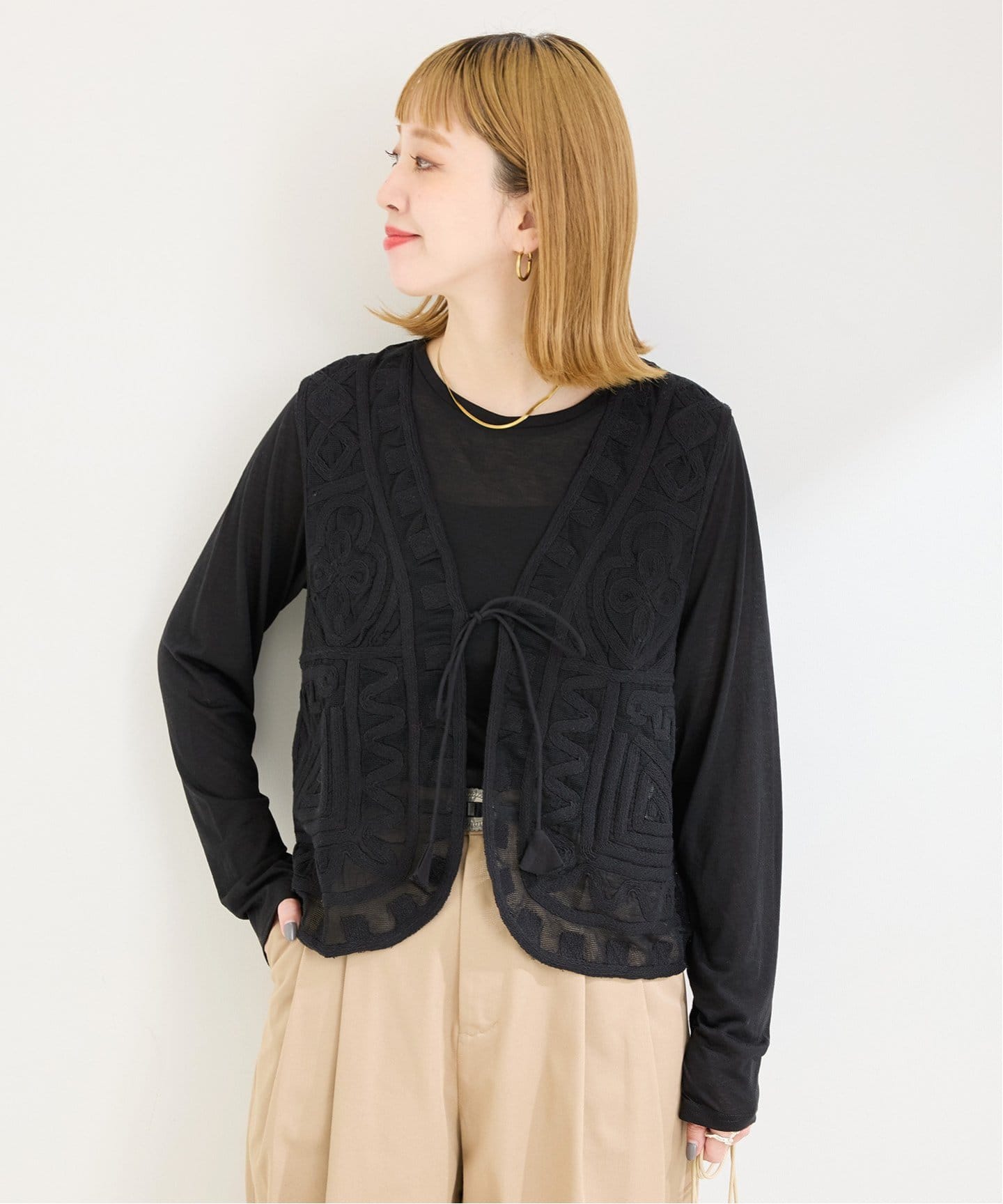 追加2予約》【WEB限定】手洗い可 / メッシュ刺繍ベスト（ベスト