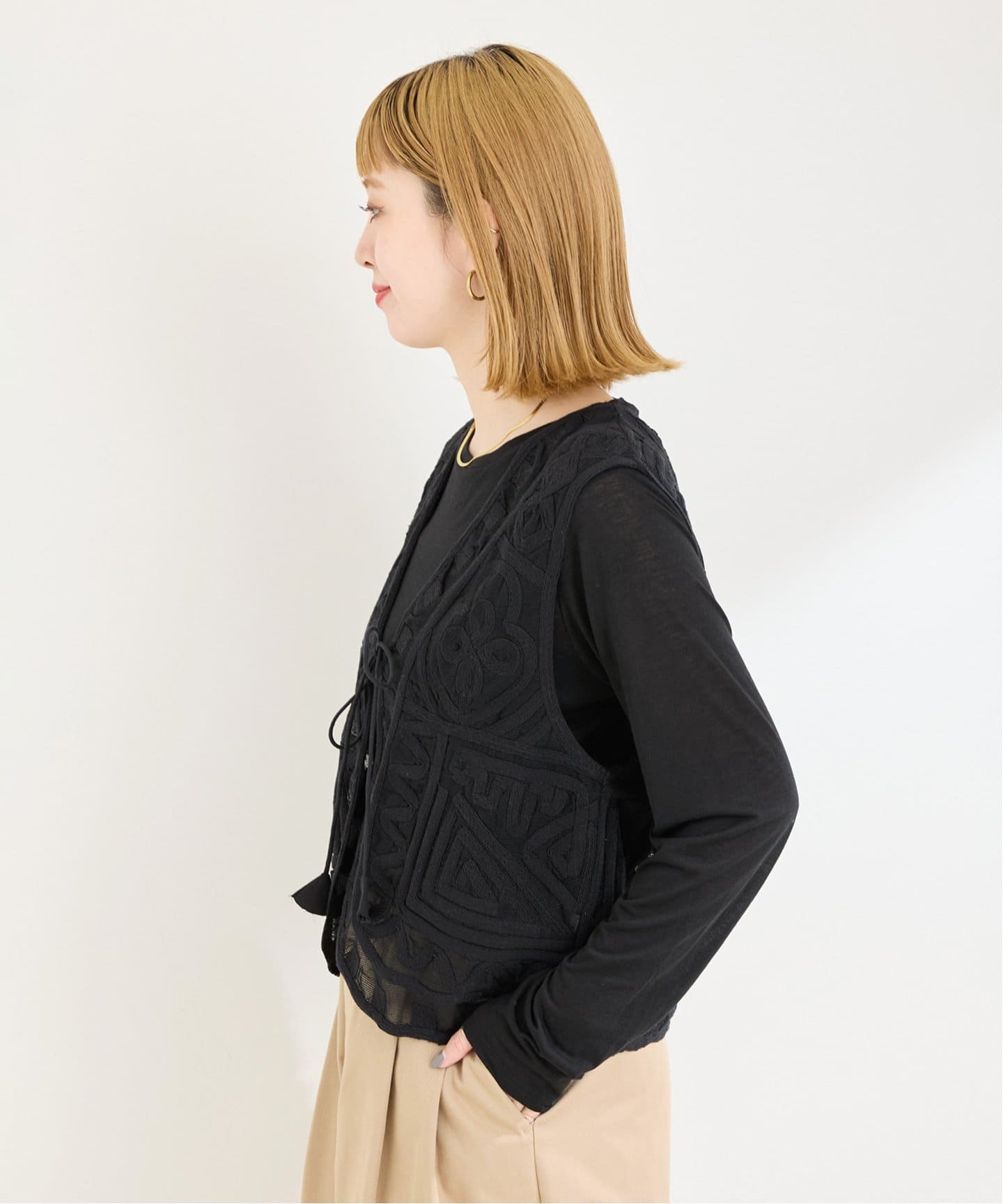 メッシュ刺繍ベスト 追加2予約》【WEB限定】手洗い可 / メッシュ刺繍ベスト（ベスト