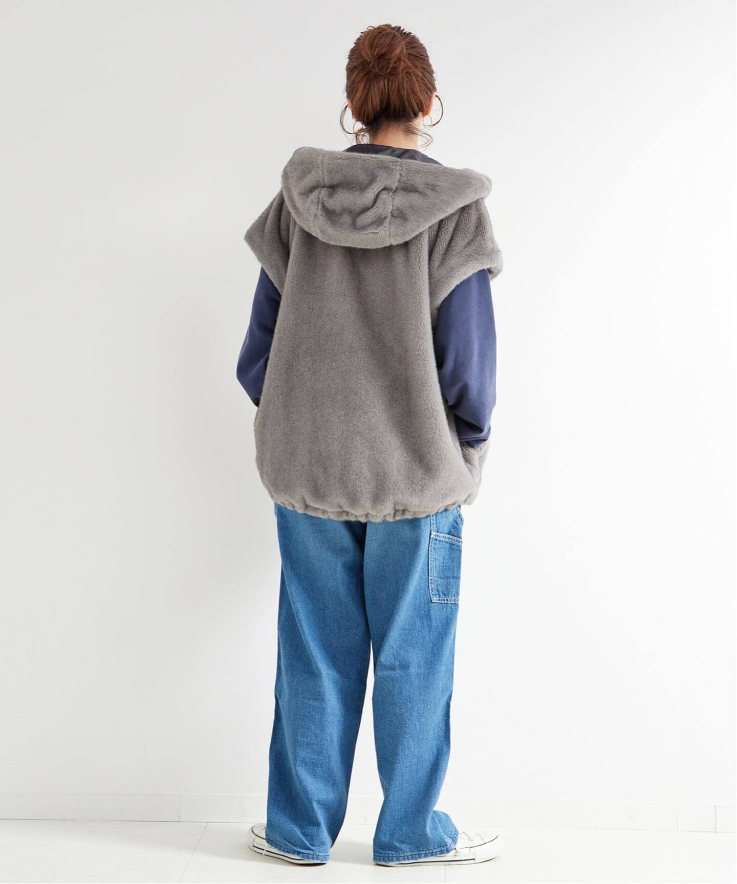 手洗い可 / フード付きミンク調ファーベスト（ベスト）｜B.C STOCK