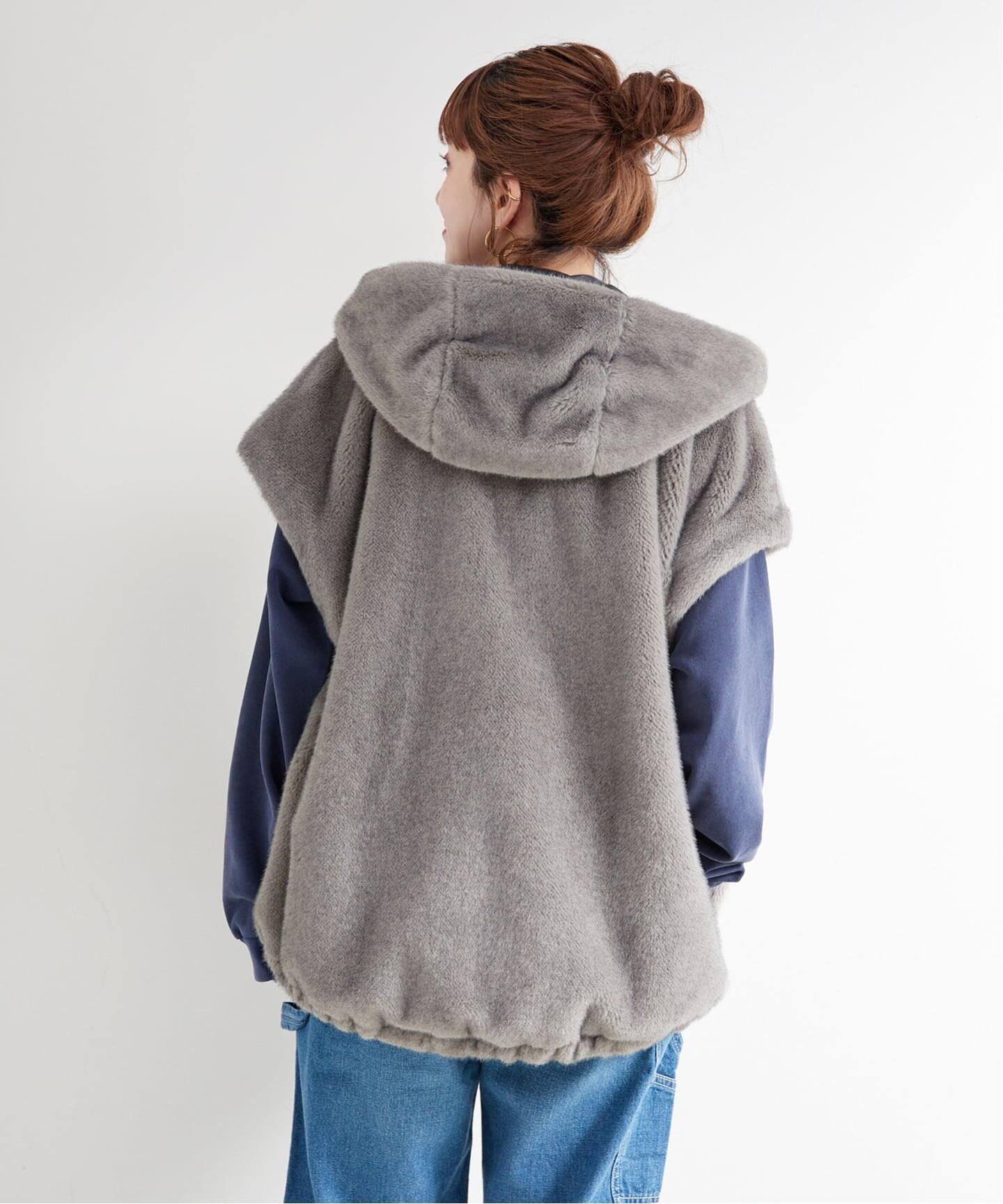 追加》【WEB＋一部店舗限定】手洗い可 / フード付きミンク調ファー