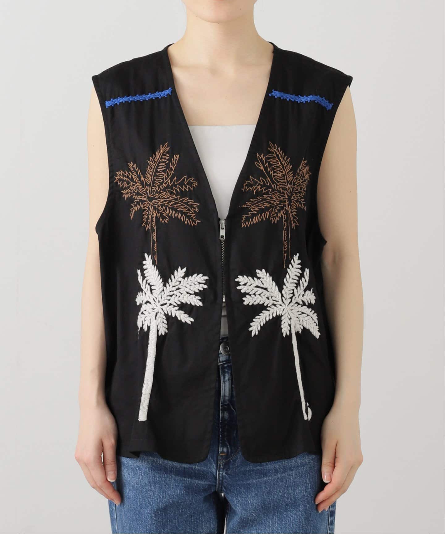 トップス NOMA t.d. Parm Tree Hand Embroidery Vest NOMARHYTHM TEXTILE】Palm Tree Hand Embroidery Vest（ベスト