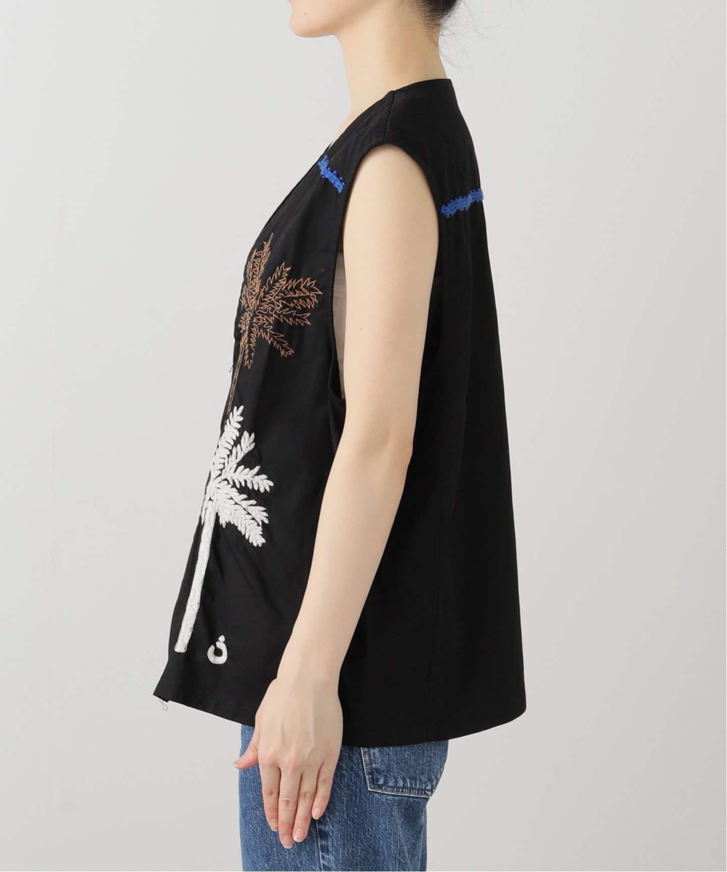 トップス NOMA t.d. Parm Tree Hand Embroidery Vest NOMA t.d. / ノーマティーディー】Parm Tree Hand Embroidery