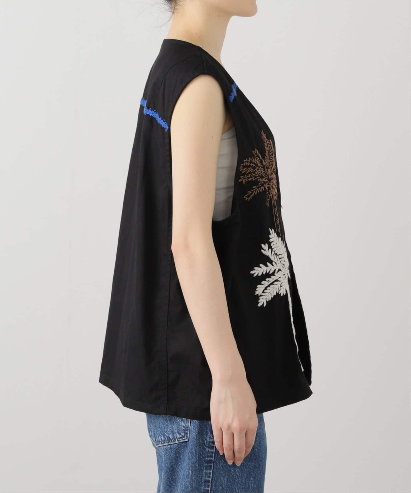NOMARHYTHM TEXTILE】Palm Tree Hand Embroidery Vest（ベスト