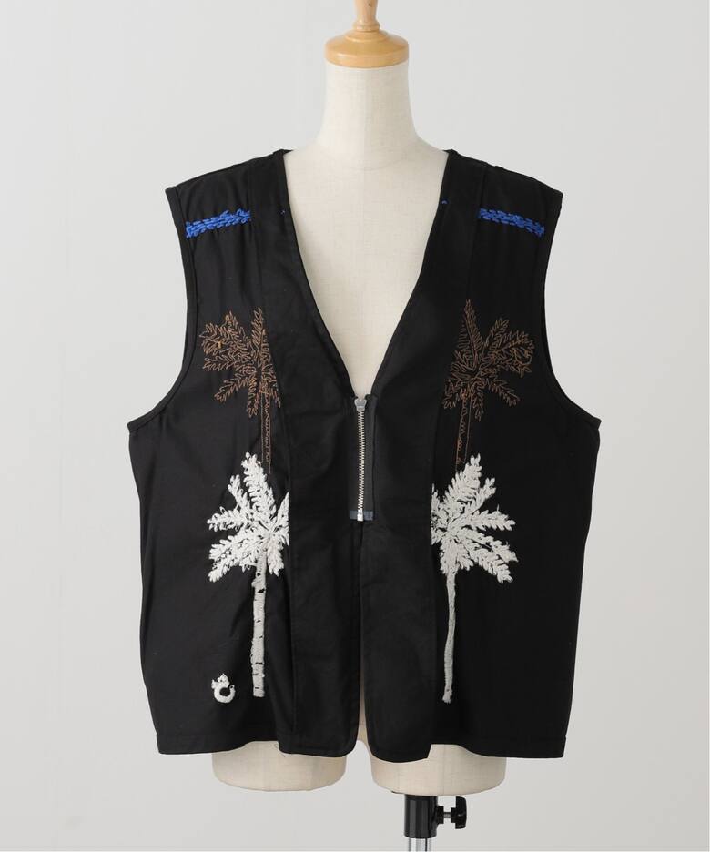 NOMARHYTHM TEXTILE】Palm Tree Hand Embroidery Vest（ベスト 