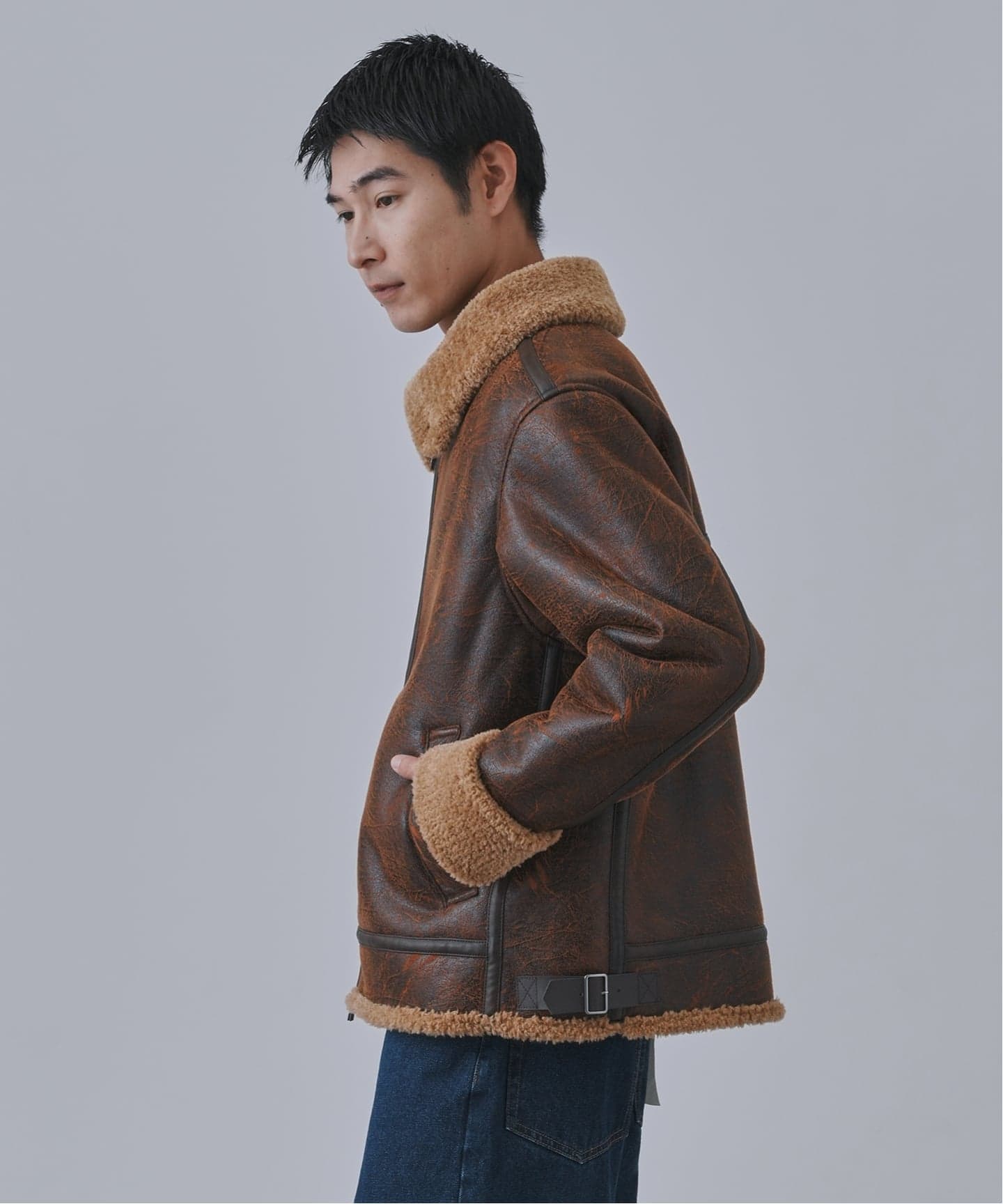 ヴィンテージ加工 B-3 フライトジャケット（ムートンコート）｜B.C