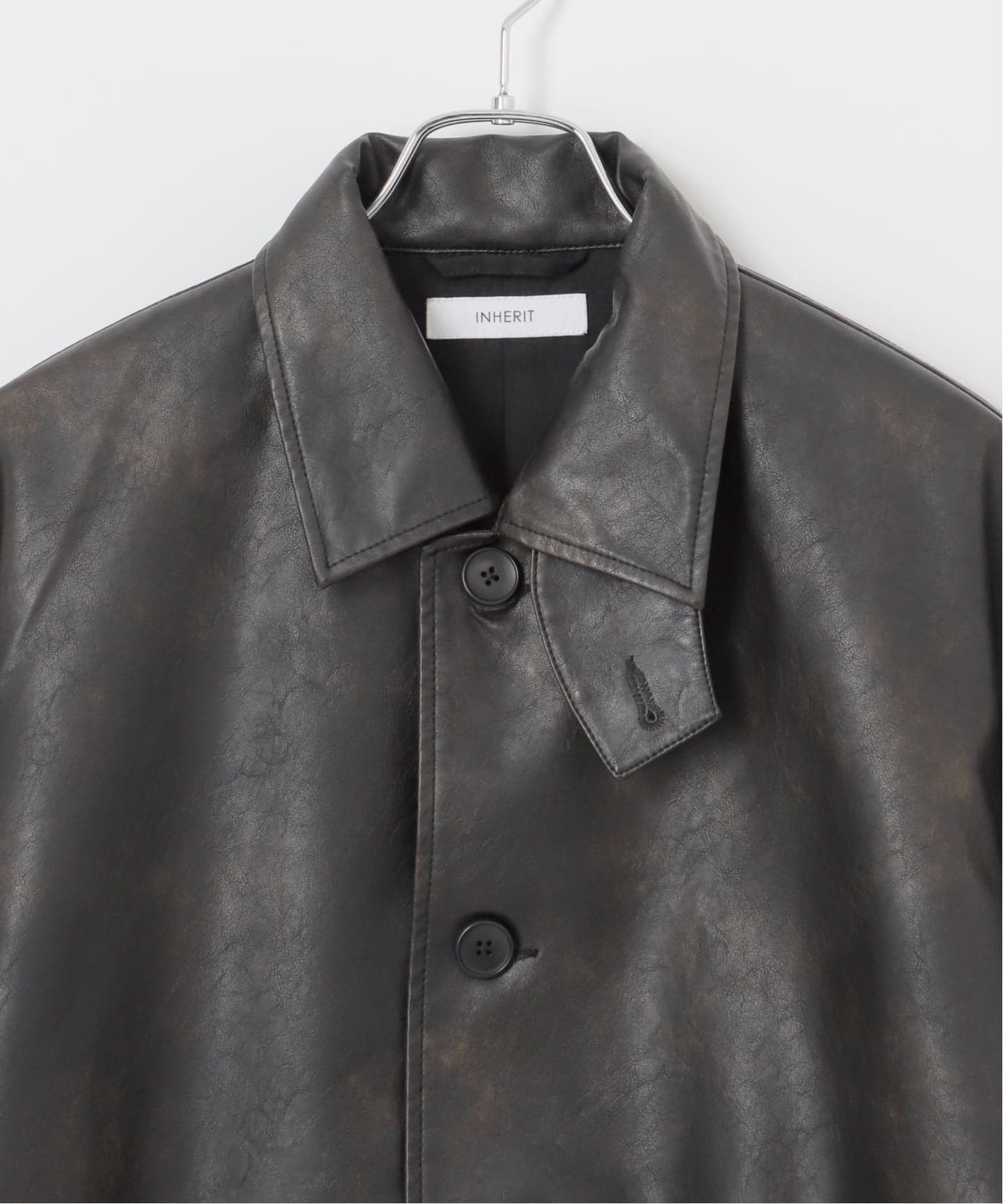 フェード加工 フェイクレザーカーコート（レザージャケット）｜B.C