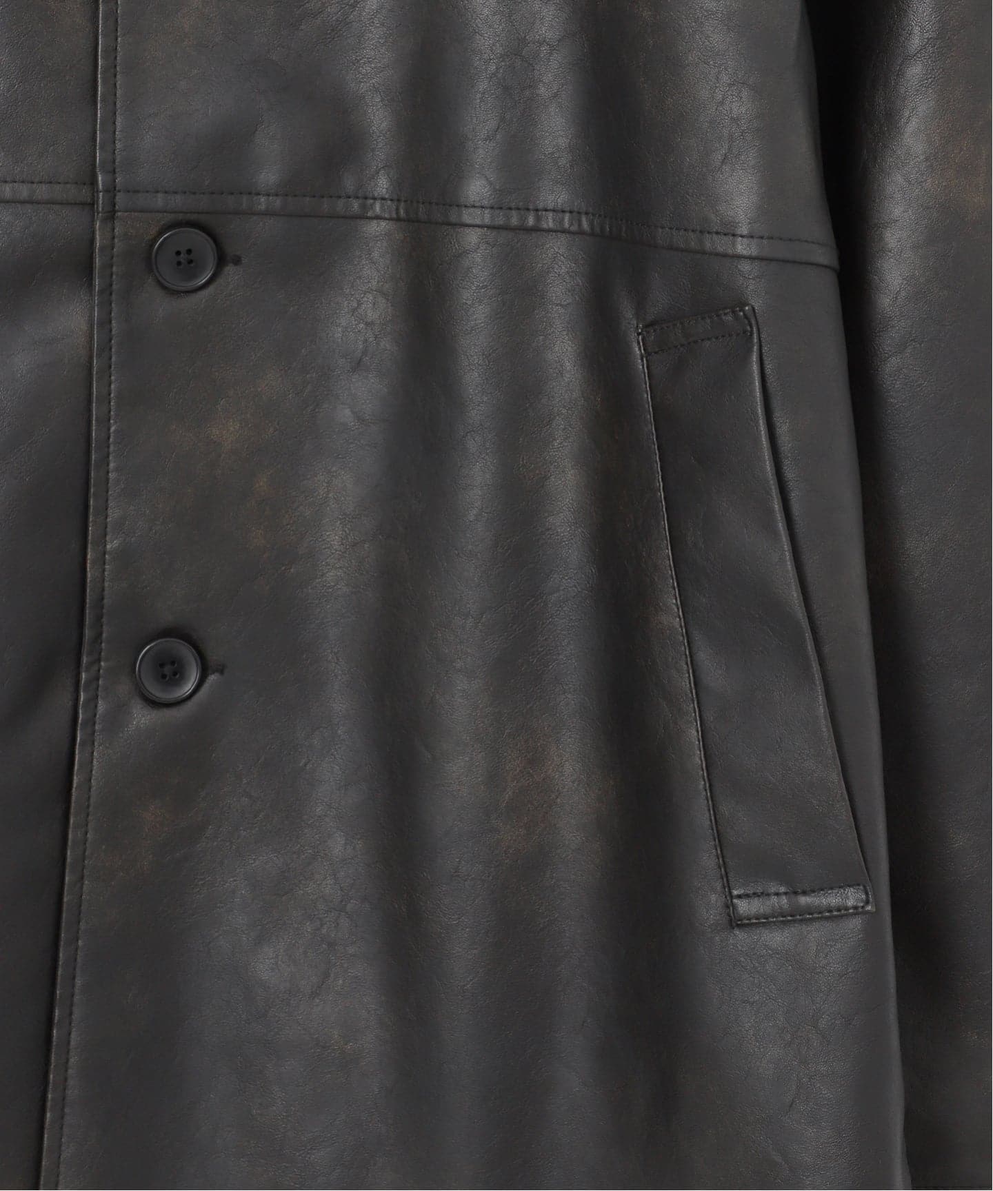 フェード加工 フェイクレザーカーコート（レザージャケット）｜B.C