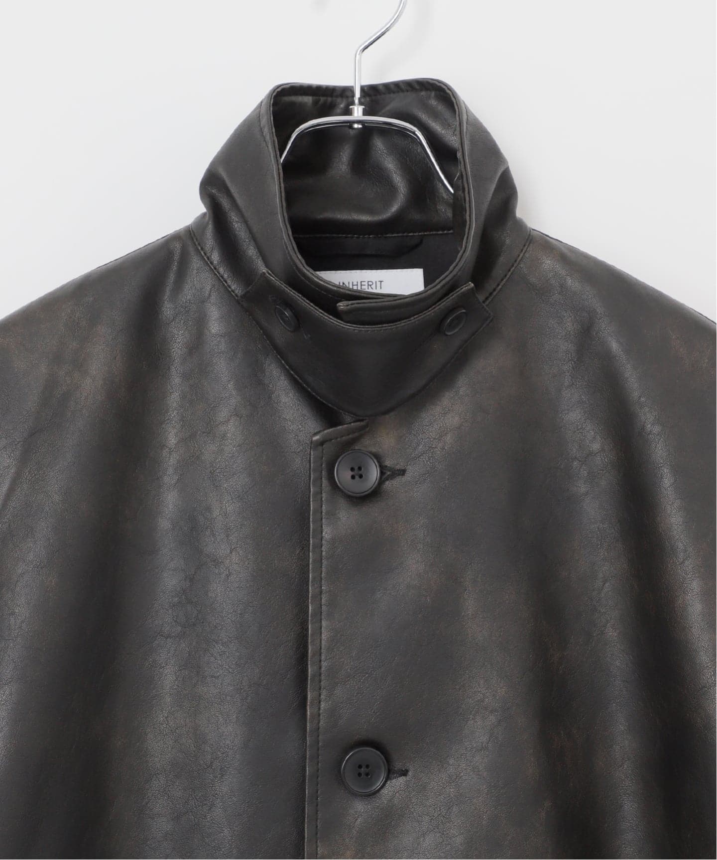 フェード加工 フェイクレザーカーコート（レザージャケット）｜B.C