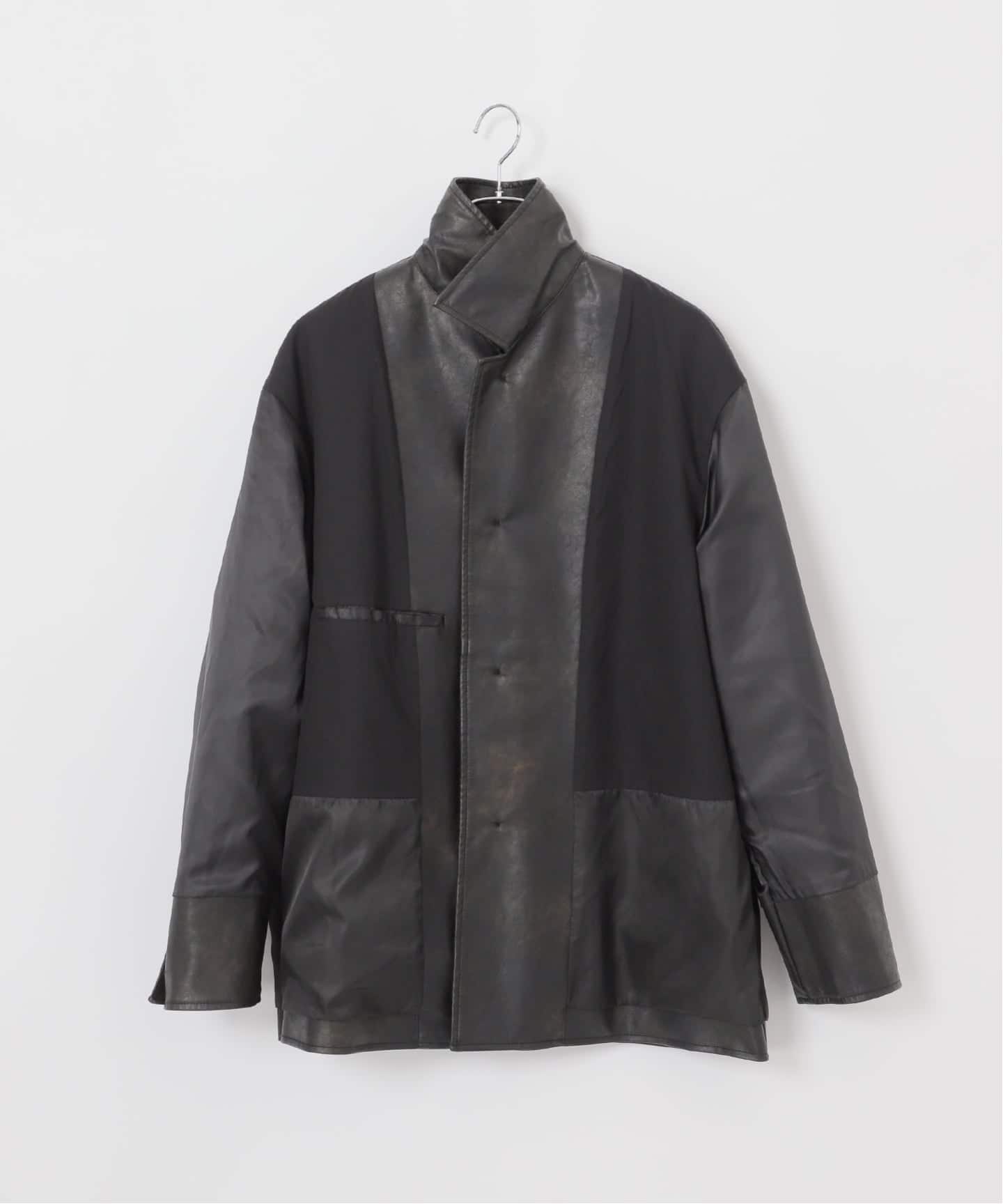 フェード加工 フェイクレザーカーコート（レザージャケット）｜B.C