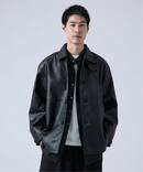 フェード加工 フェイクレザーカーコート