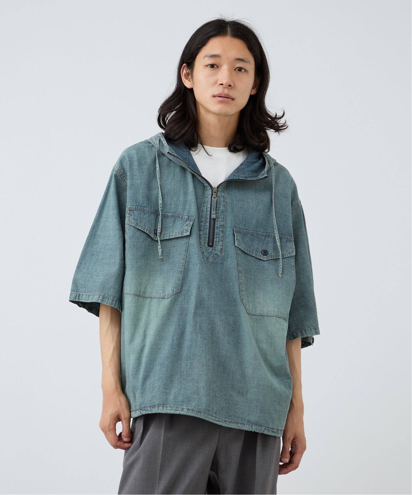 シャンブレー ハーフスリーブフードブルゾン（その他ブルゾン