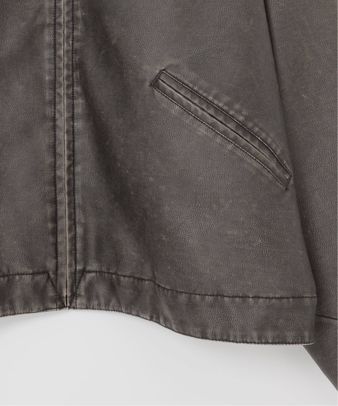 PLANET OF EARTH】フェード加工 フェイクレザーブルゾン（レザー