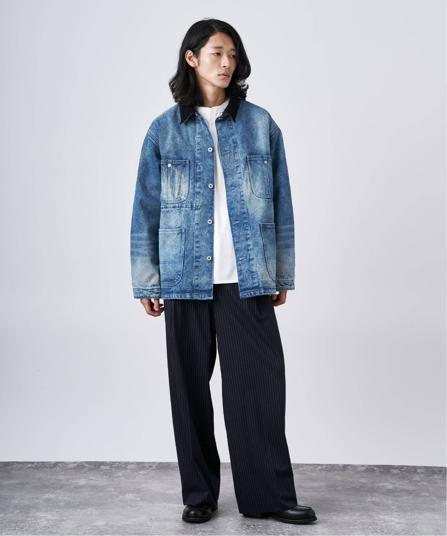 14oz フェード加工デニムカバーオール（カバーオール）｜B.C