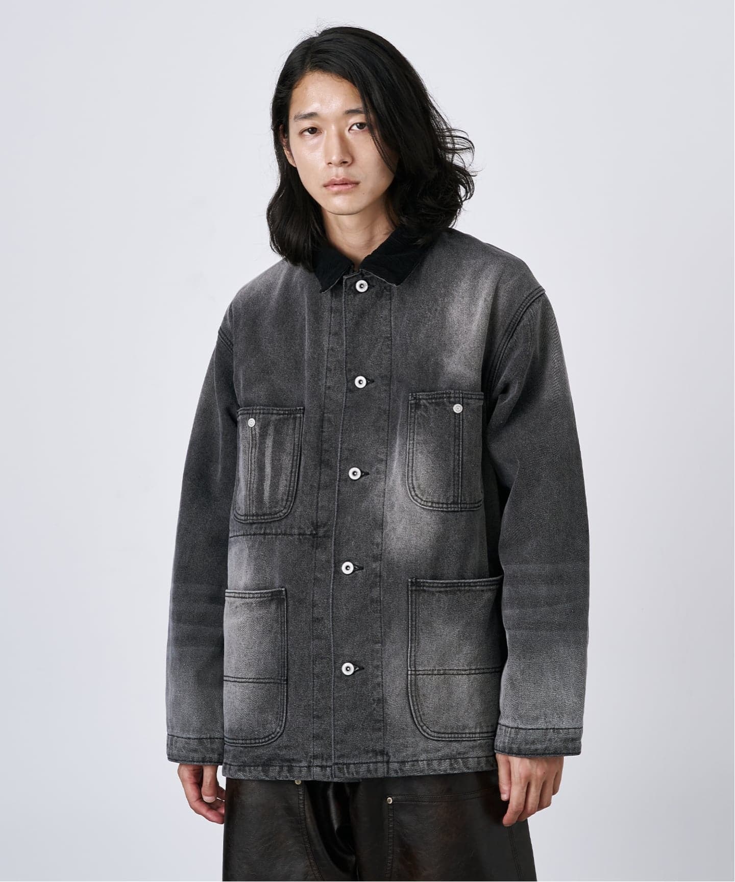 25SS Unlikely デニムカバーオール 14oz フェード加工デニムカバーオール(カバーオール)|B.C