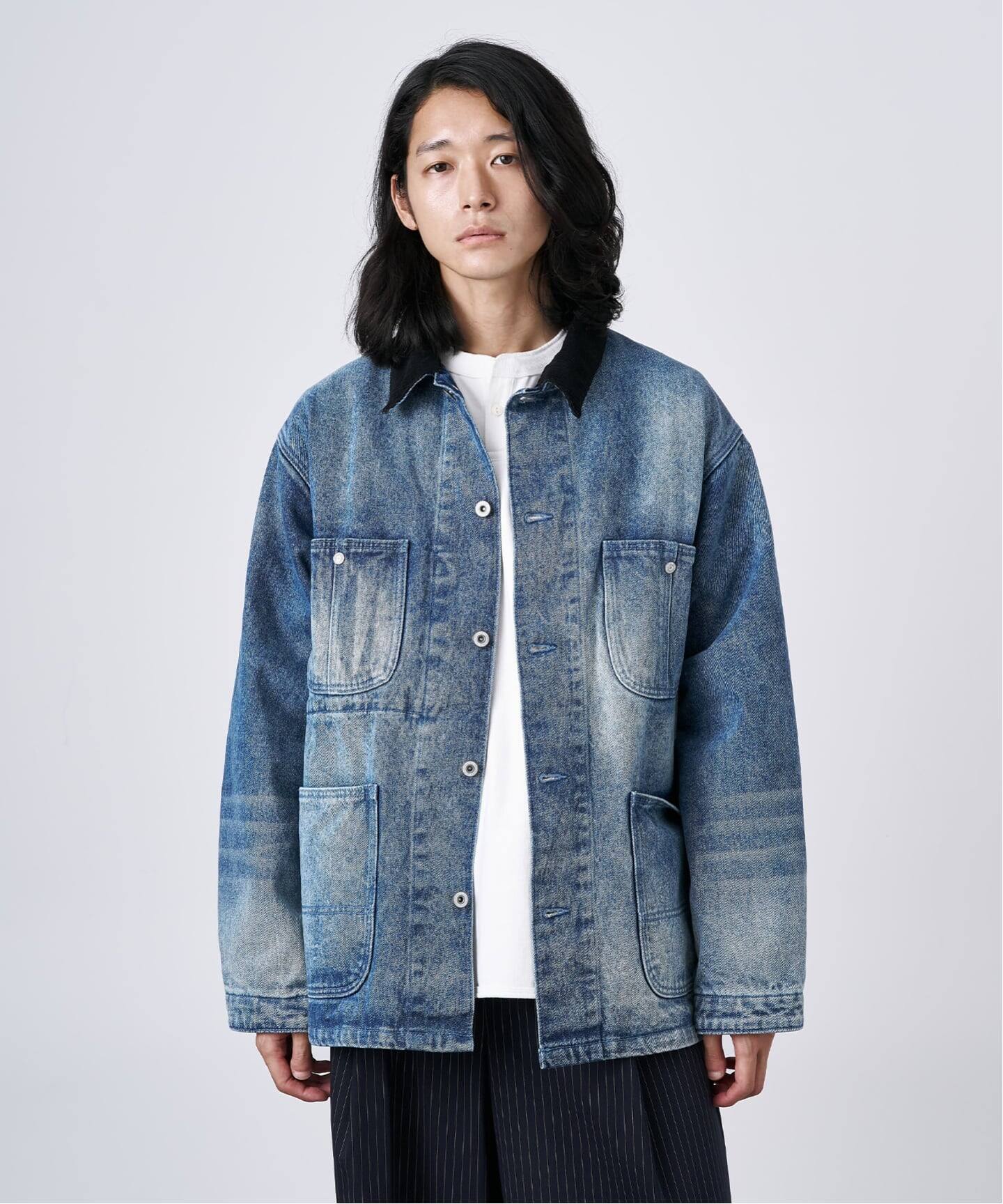 14oz フェード加工デニムカバーオール（カバーオール）｜B.C STOCK 
