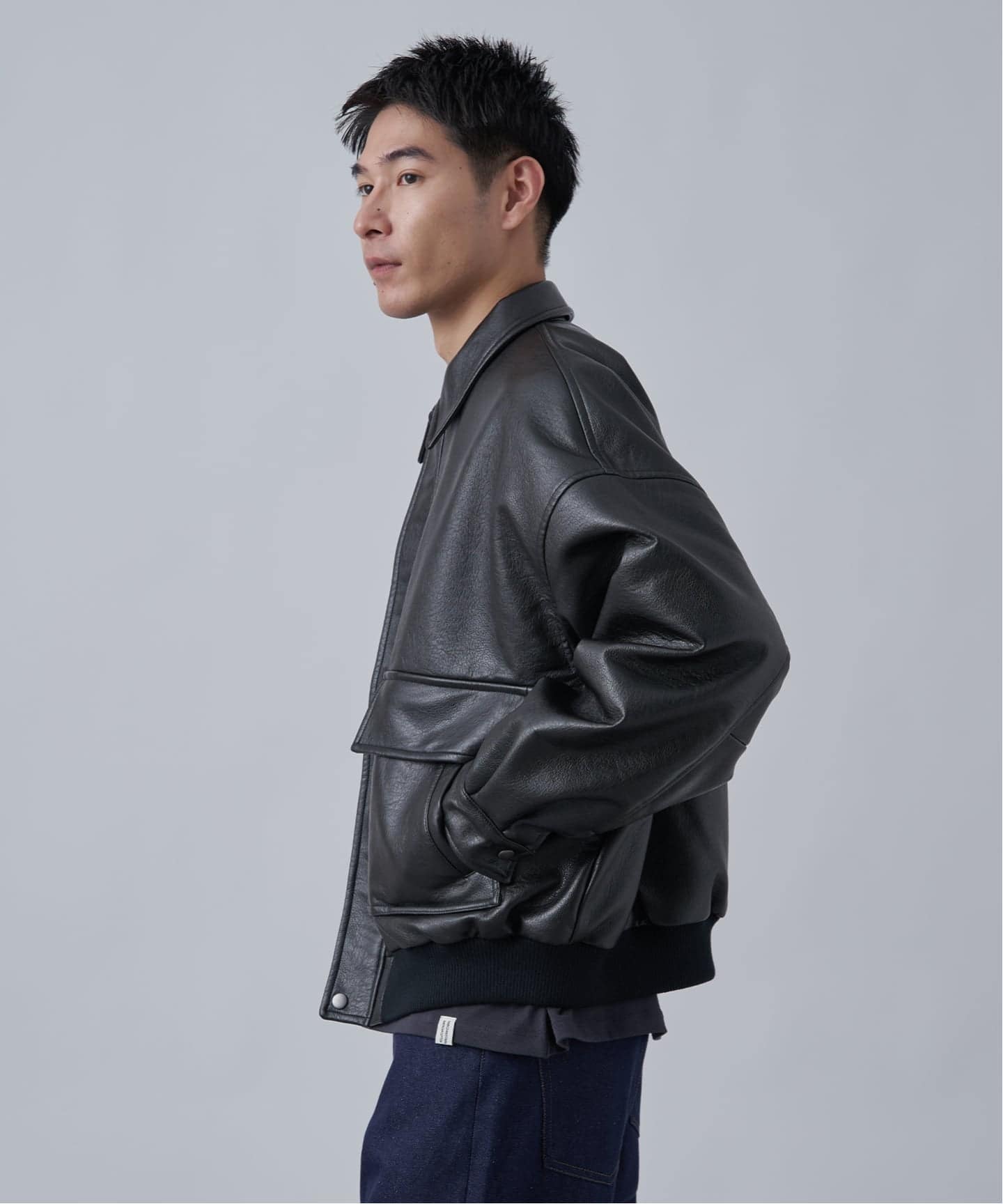 新品タグ付！B.C STOCK グリーミー フェイクレザーブルゾン Gleamy/グリーミー フェイクレザーブルゾン | ベーセーストック