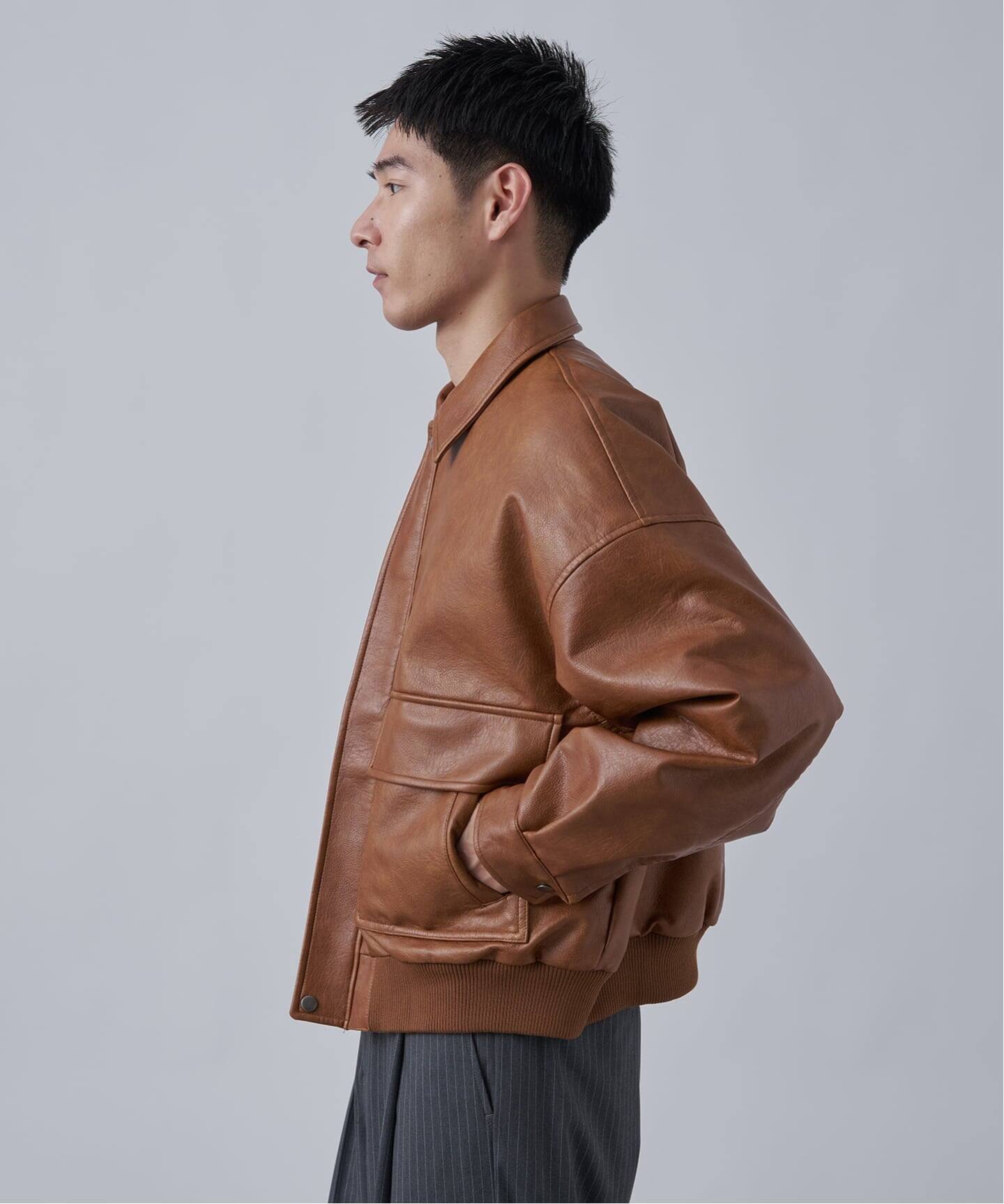 フェイクレザー A-2 ブルゾン（レザージャケット）｜B.C STOCK（ベー