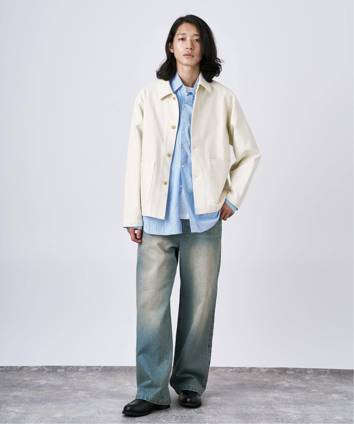 OUTIL モールスキン カバーオール OUTIL ウティ 23ss モーススキン “VESTE THIERS” Black Indigo