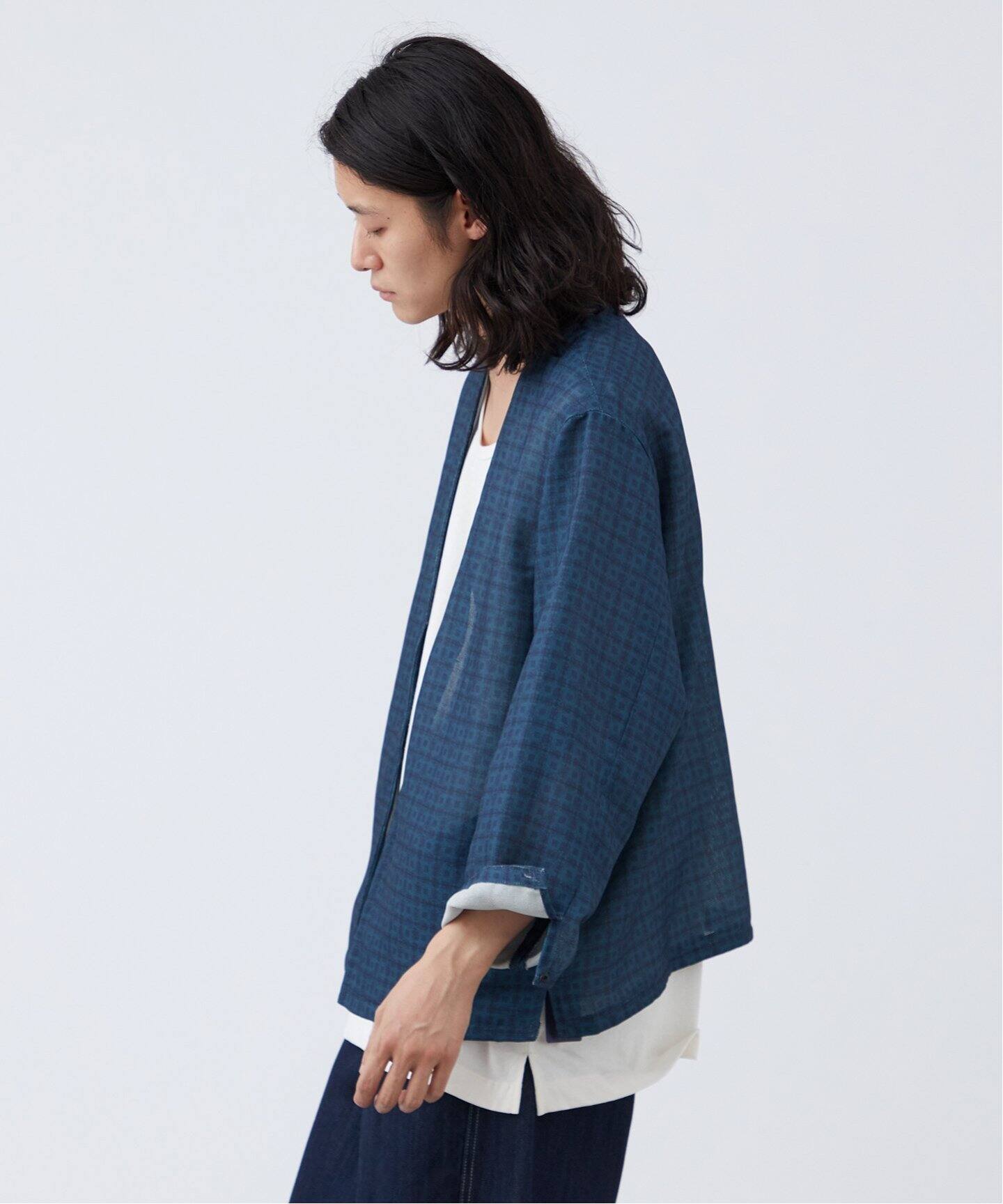 ISSEY MIYAKE 青 メッシュカーディガン PLEATS PLEASE プリーツプリーズ イッセイミヤケ PP21-JD022