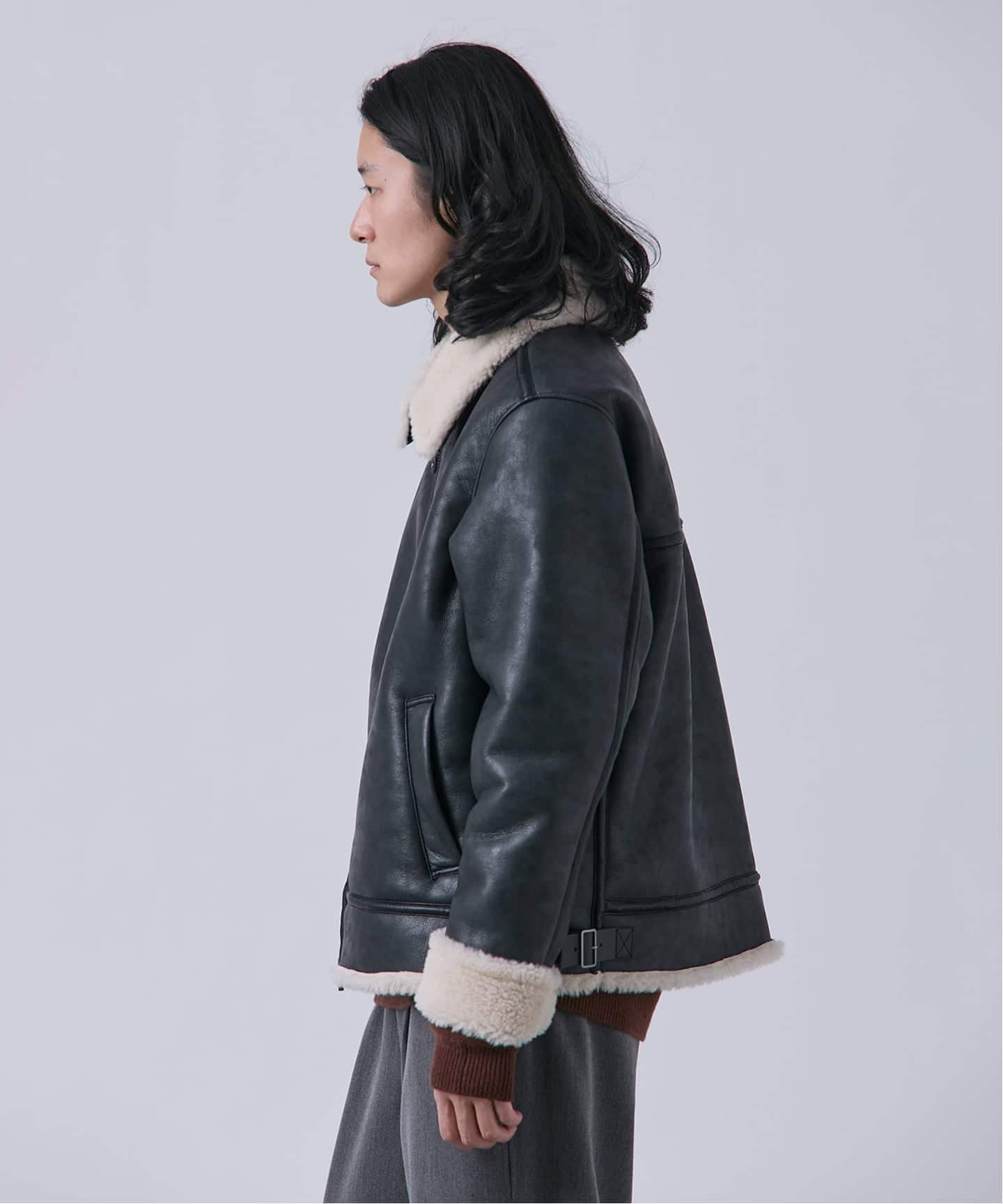 スムースフェイクムートン B-3 フライトジャケット（ムートンコート