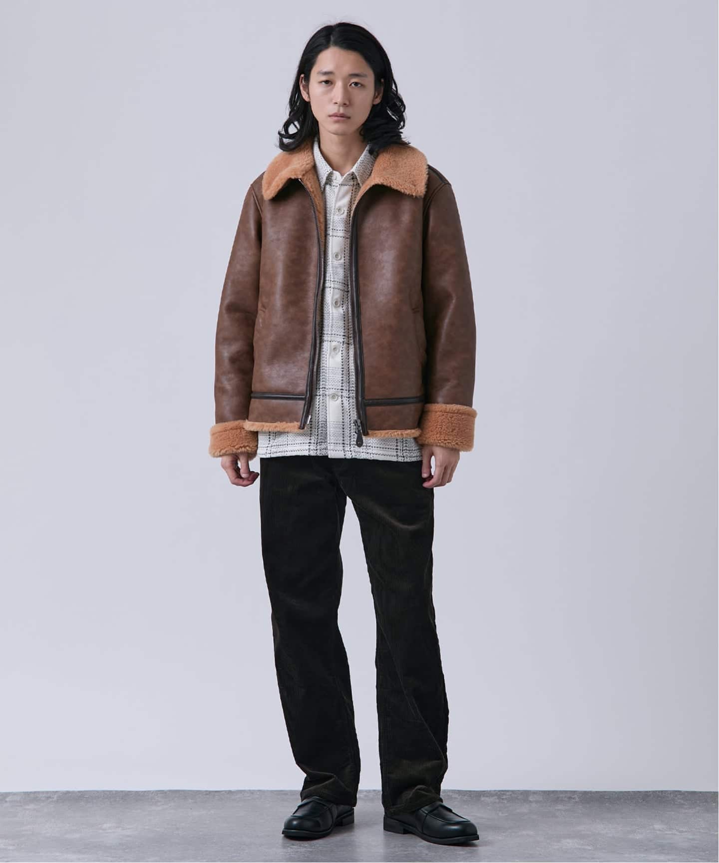 スムースフェイクムートン B-3 フライトジャケット（ムートンコート