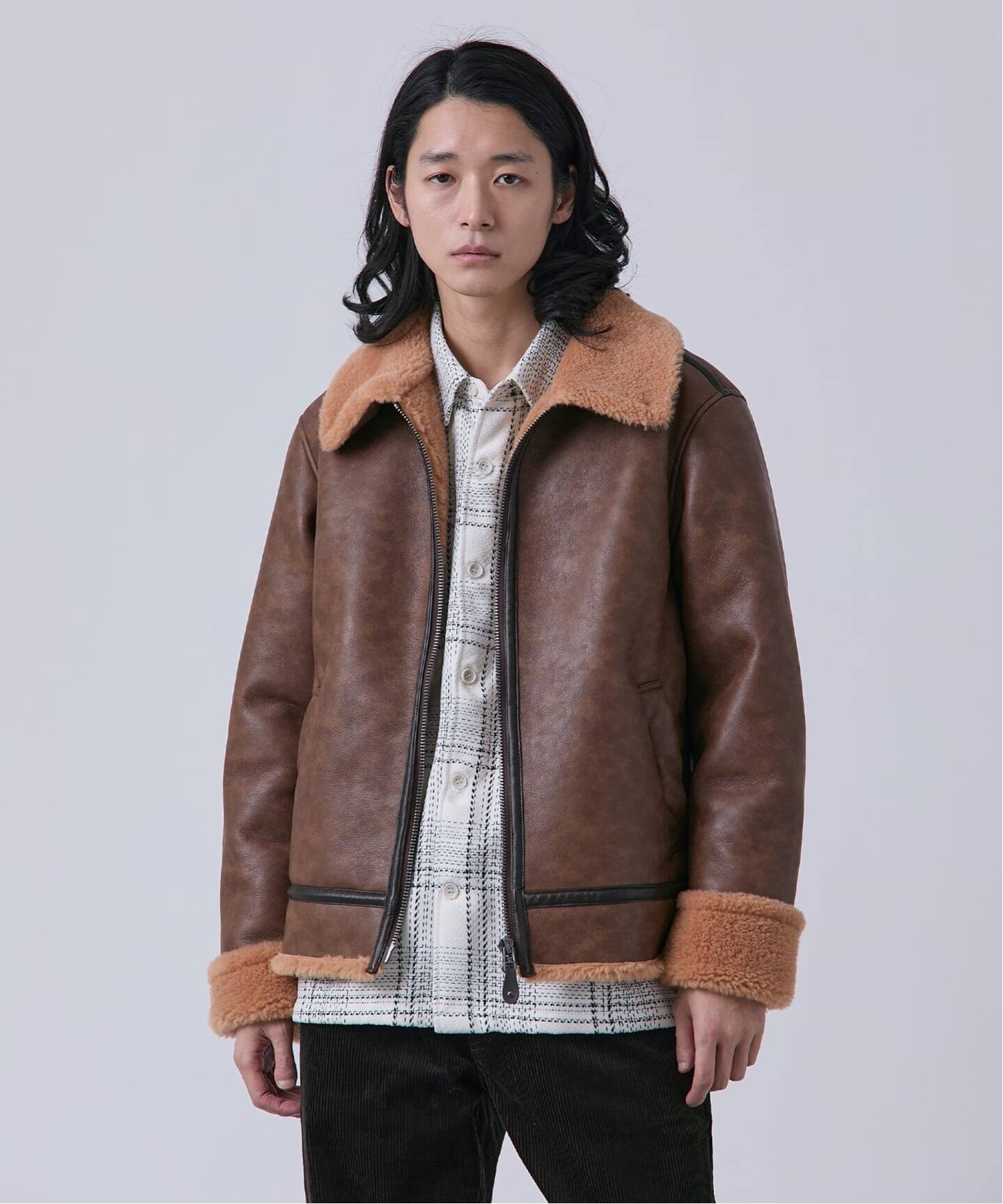 スムースフェイクムートン B-3 フライトジャケット（ムートンコート