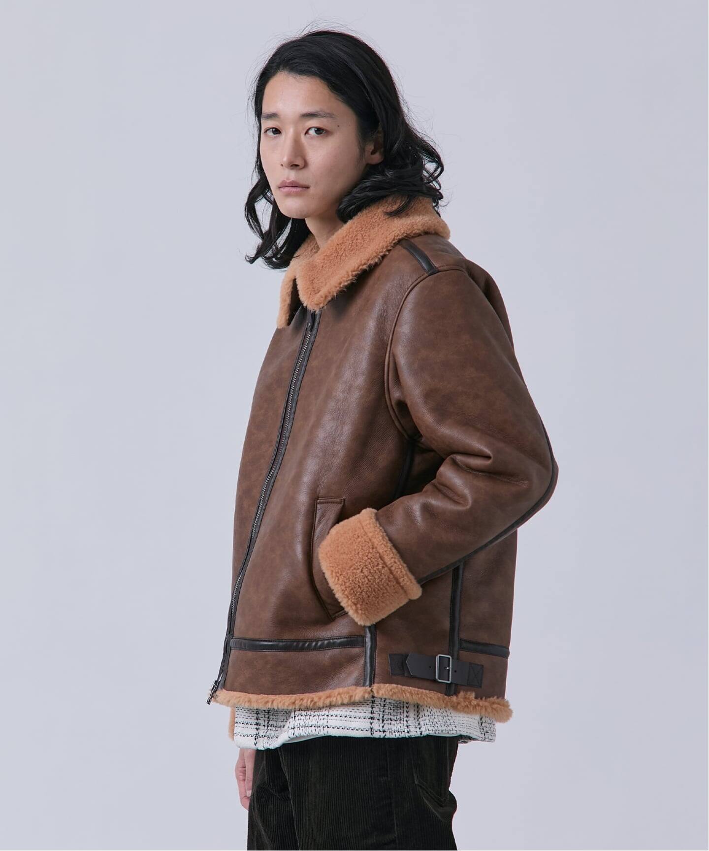 スムースフェイクムートン B-3 フライトジャケット（ムートンコート