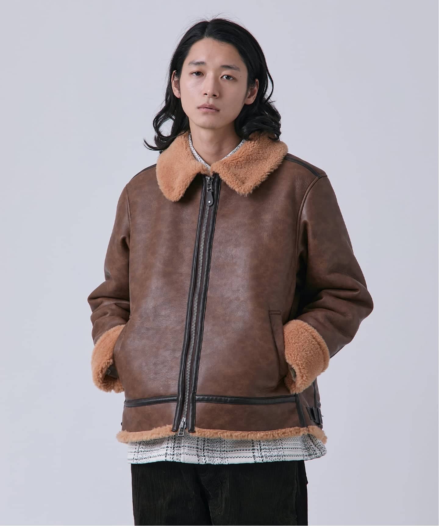 スムースフェイクムートン B-3 フライトジャケット（ムートンコート
