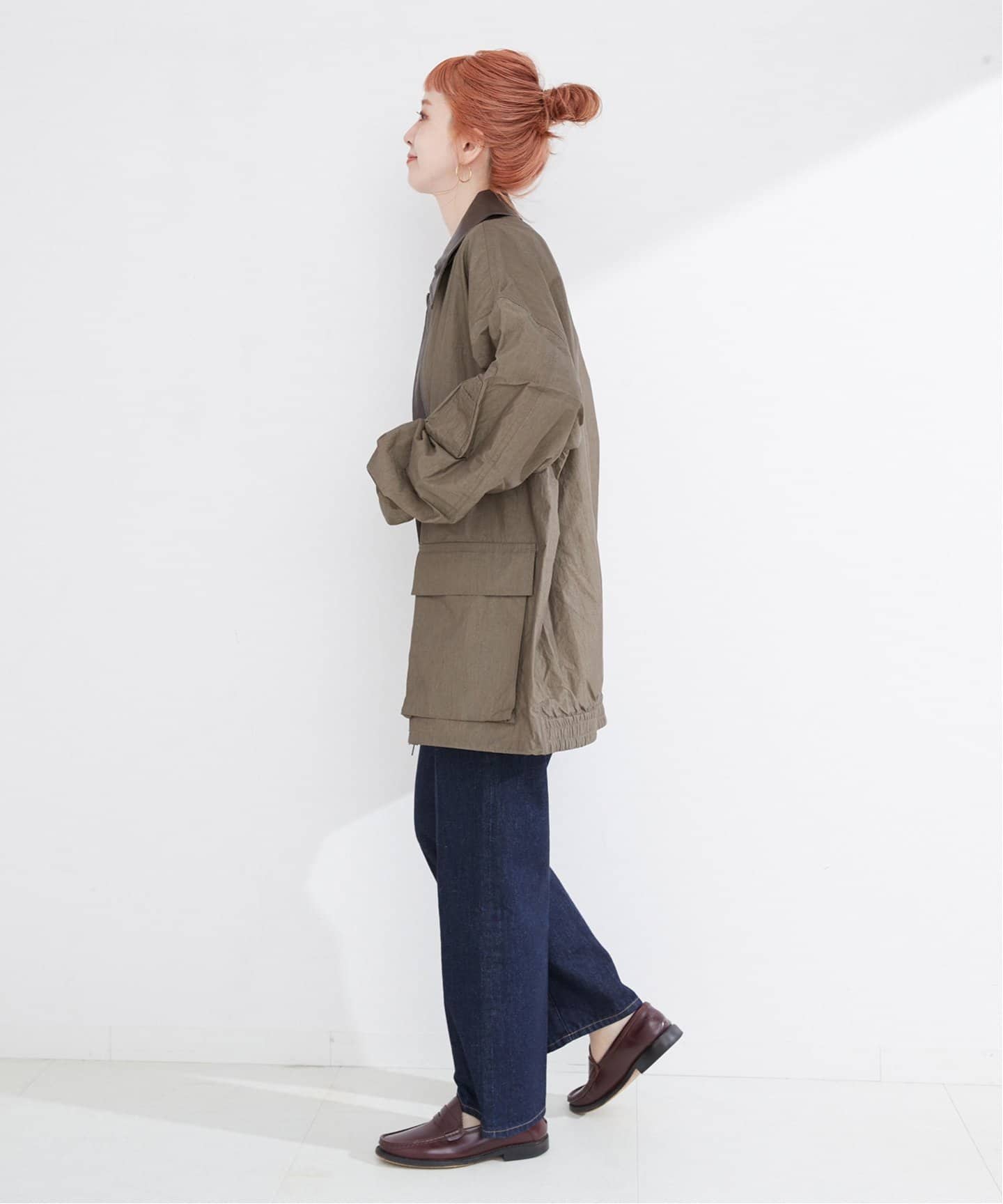 Deux Allures/ドゥ アリュール】レザーカラー ショートブルゾン