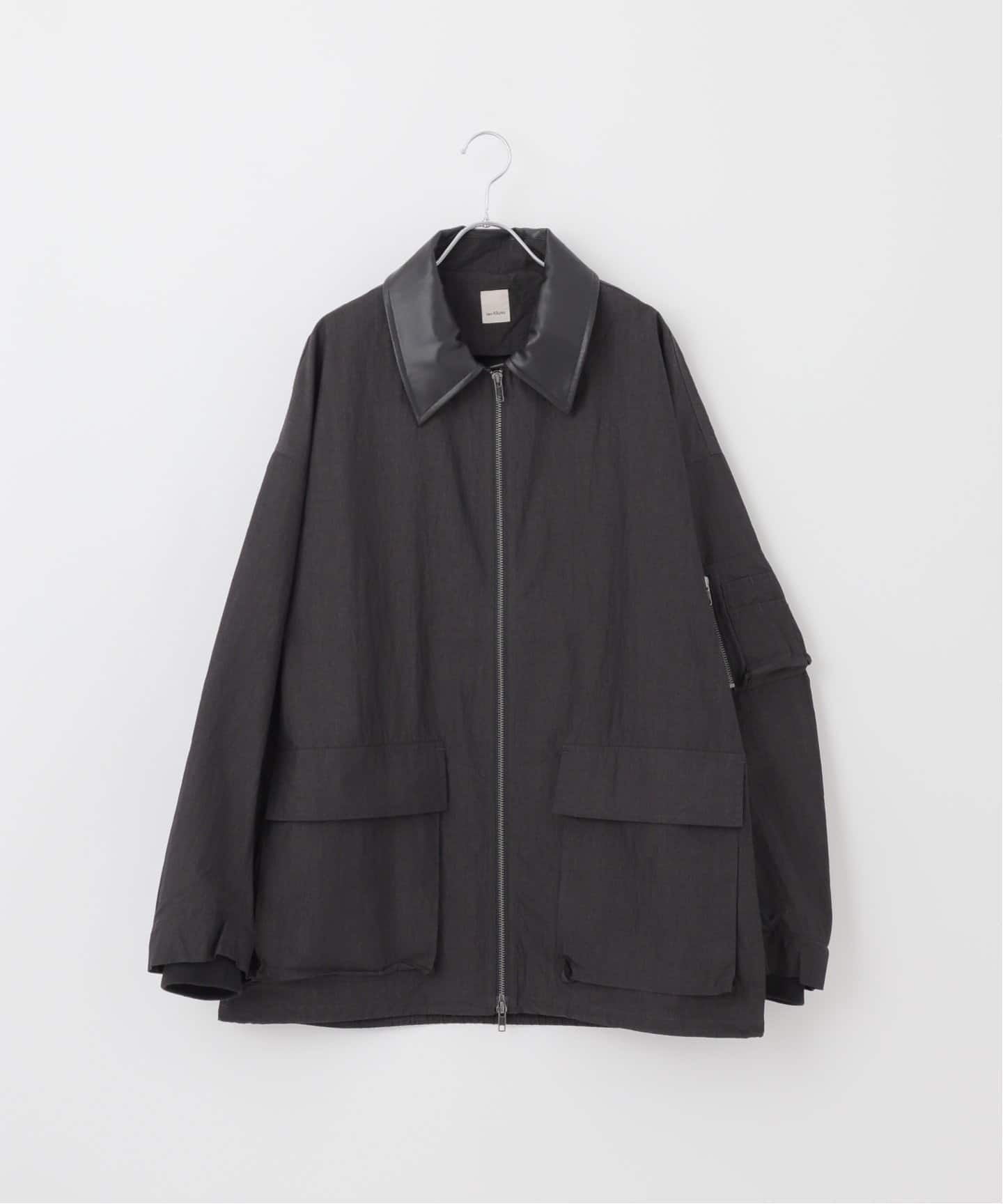 MAATEE&SONS シルクブルゾン ショート Deux Allures/ドゥ アリュール】レザーカラー ショートブルゾン