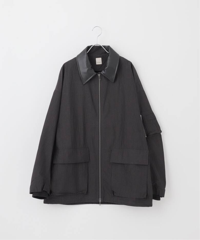 Deux Allures/ドゥ アリュール】レザーカラー ショートブルゾン 