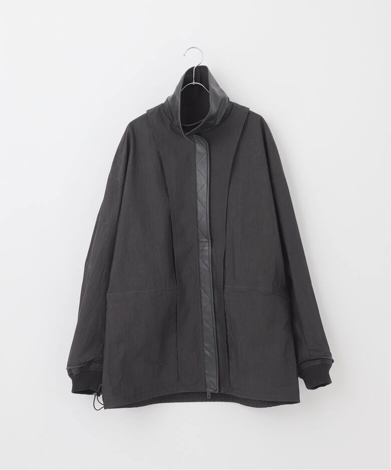 Deux Allures/ドゥ アリュール】レザーカラー ショートブルゾン 