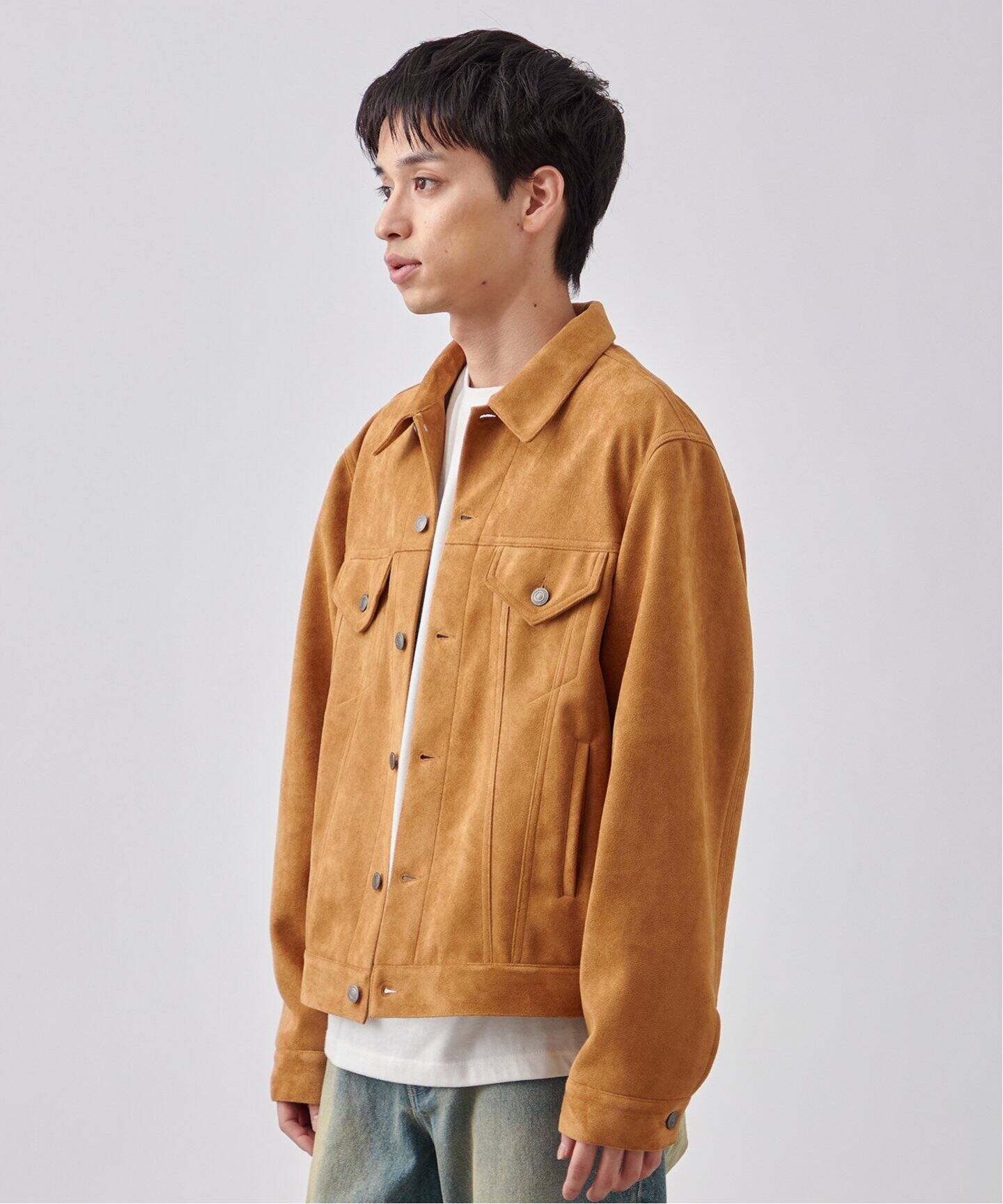 フェイクスエードトラッカージャケット（レザージャケット）｜B.C  