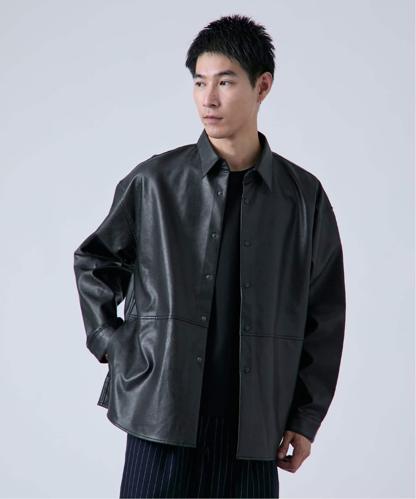 フェイク レザー / スエード シャツジャケット（レザージャケット