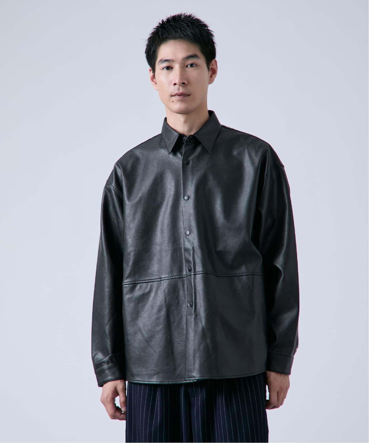 ESTNATION ブラック スエード レザー シャツジャケット L 10%OFF PRE