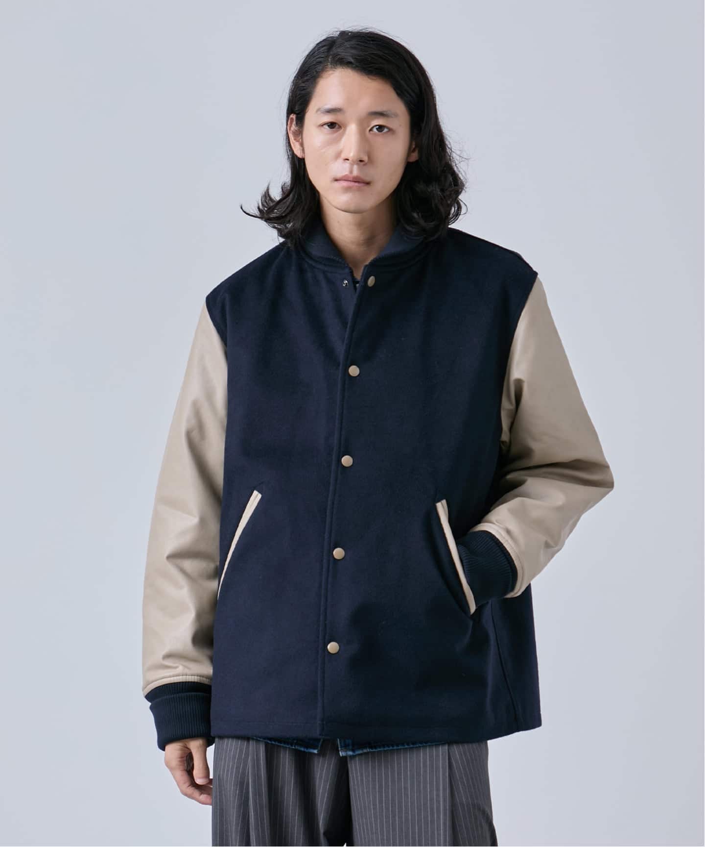 タスマニアウール ウインドシャフト バーシティージャケット　スタジャン タスマニアウール ウインドシャフト バーシティージャケット