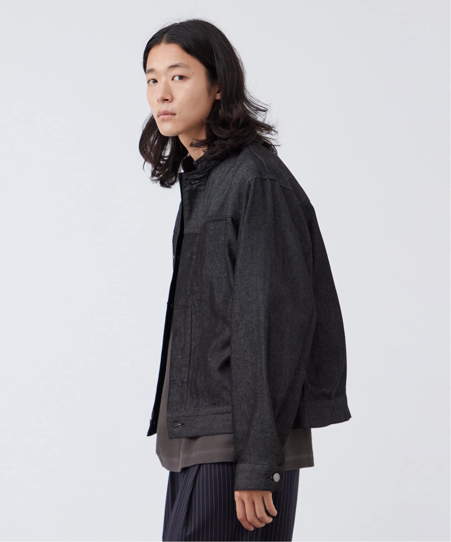 ▼未使用✨レリアン【17⁺】3XL デニム ペプラム カラージャケット スタッズ 8.5oz テンセルデニム BRIGHT スタンドカラージャケット（デニム