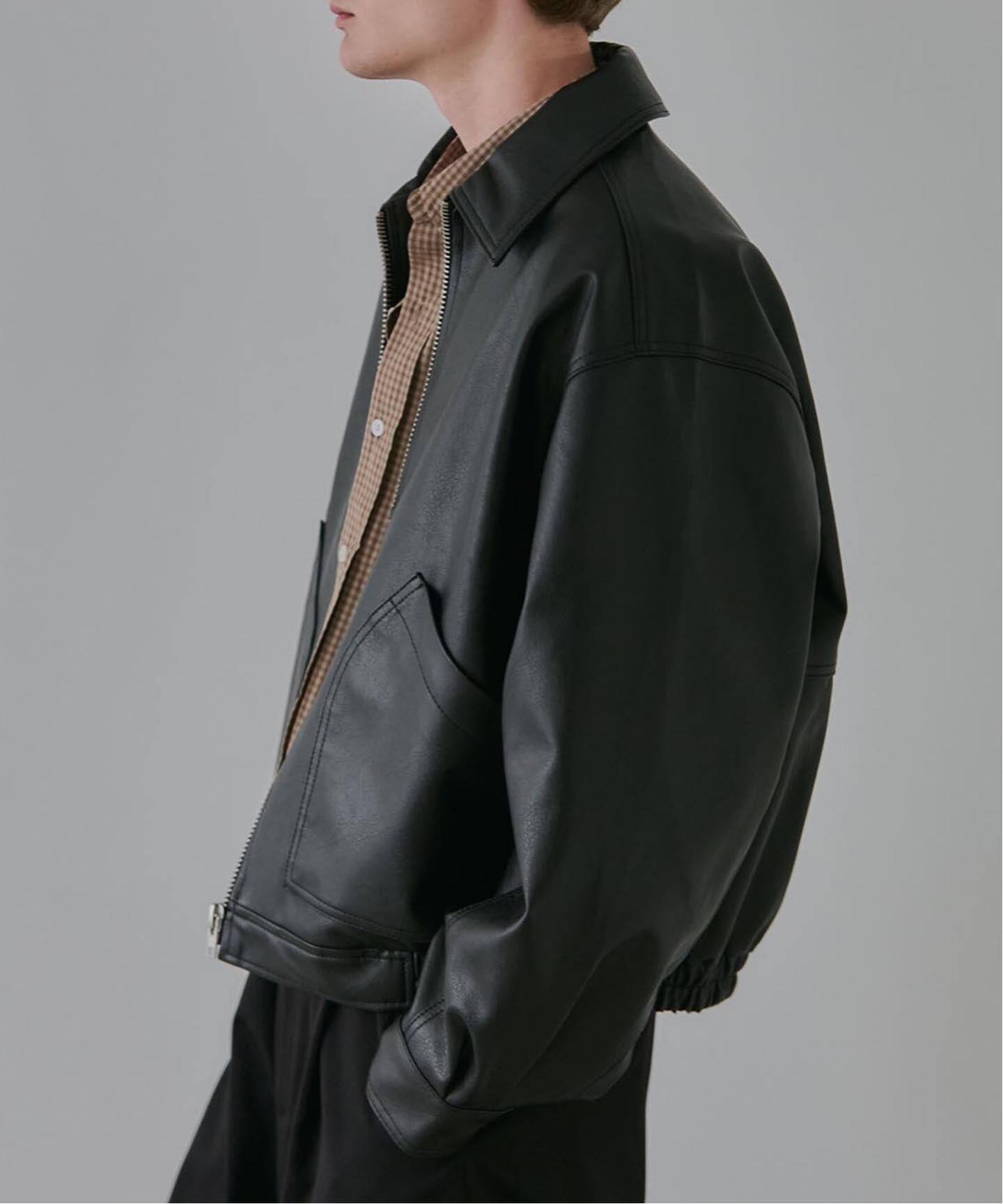 OSKR別注 シンセティックレザーショートブルゾン（レザー