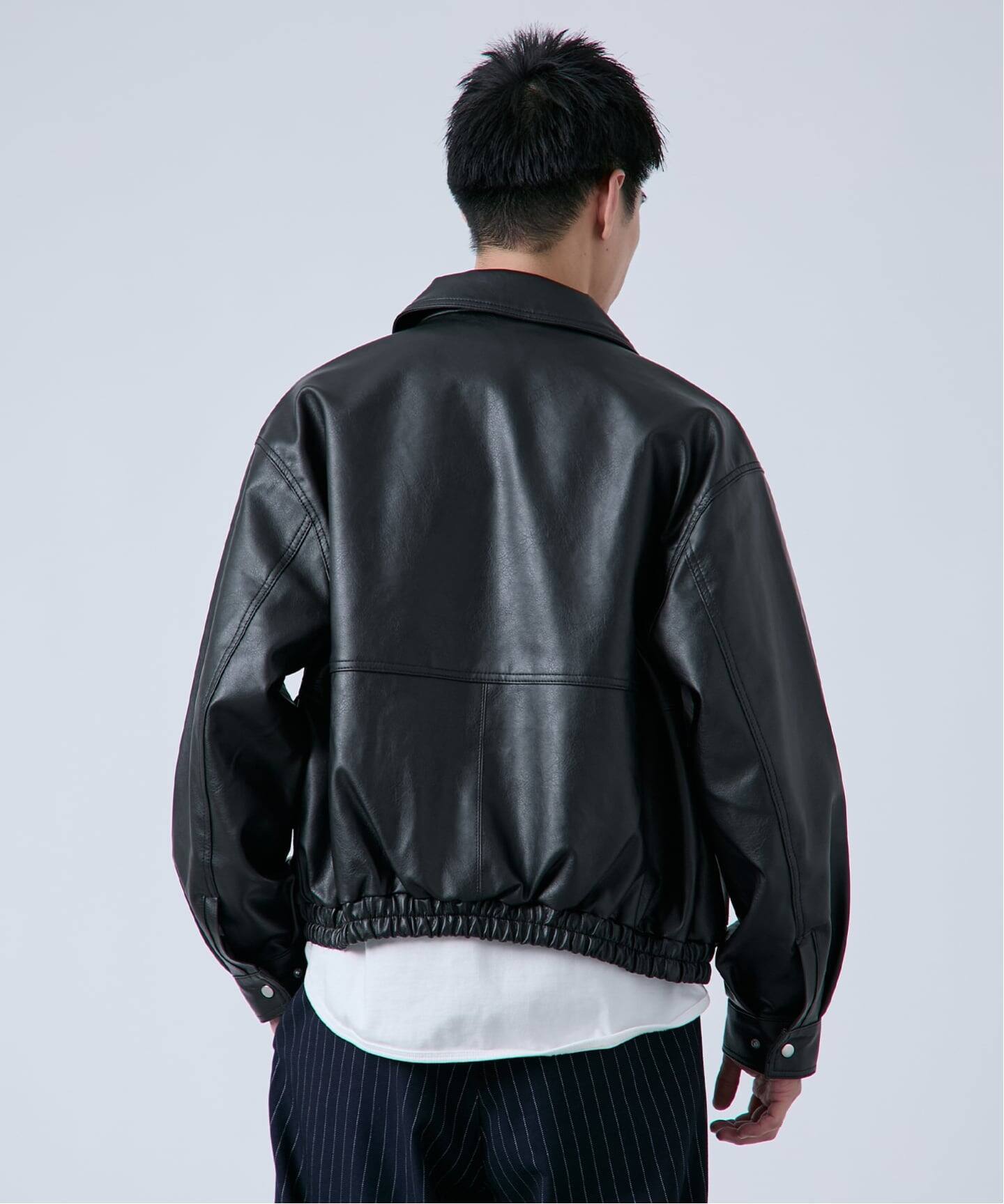 OSKR別注 シンセティックレザーショートブルゾン（レザージャケット