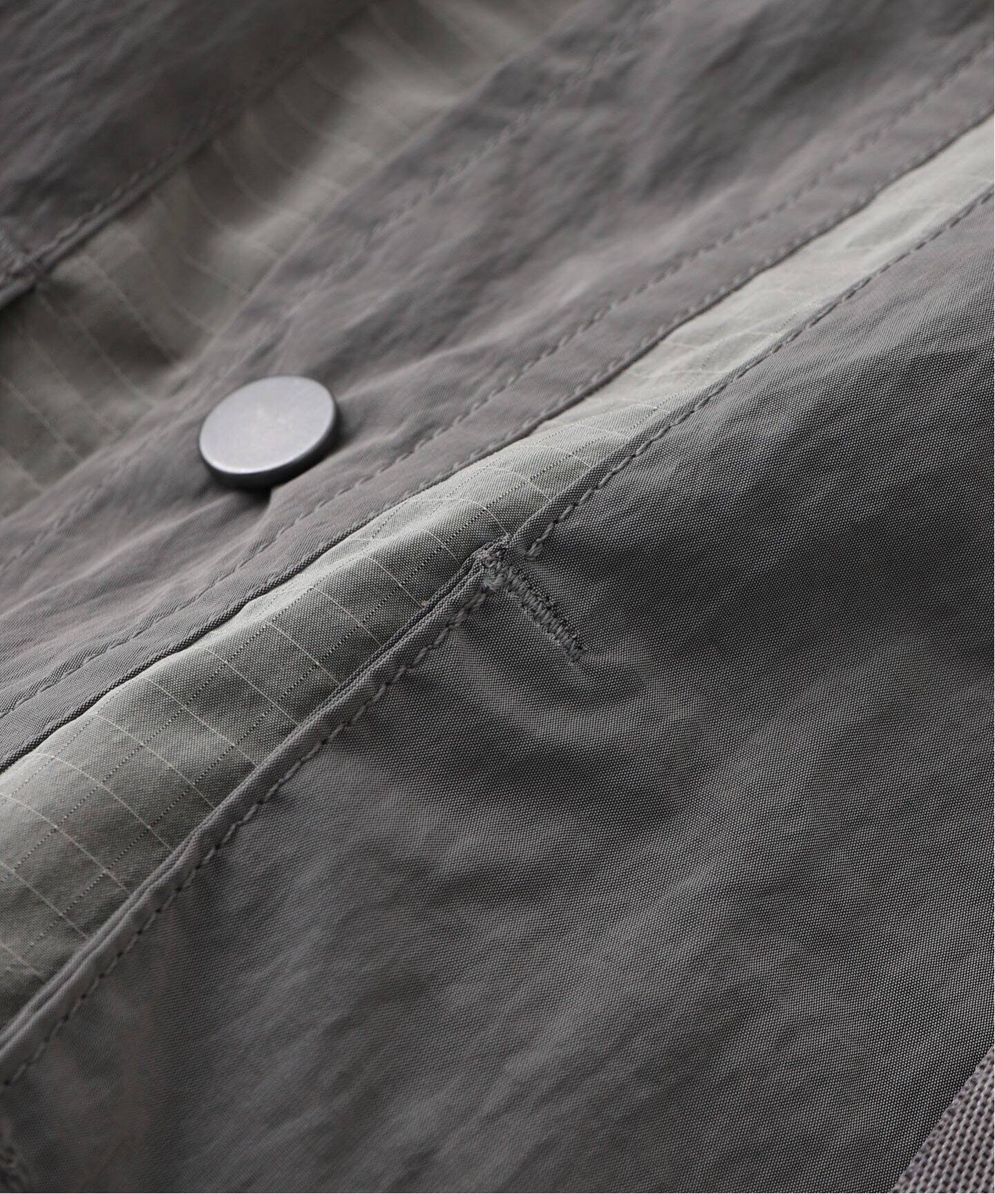 【美品】sasquatchfabrix ノーカラー ジャケット ブルゾン グレー 40%OFF】Sasquatchfabrix. / NYLON MARINE JACKET (SILVER)