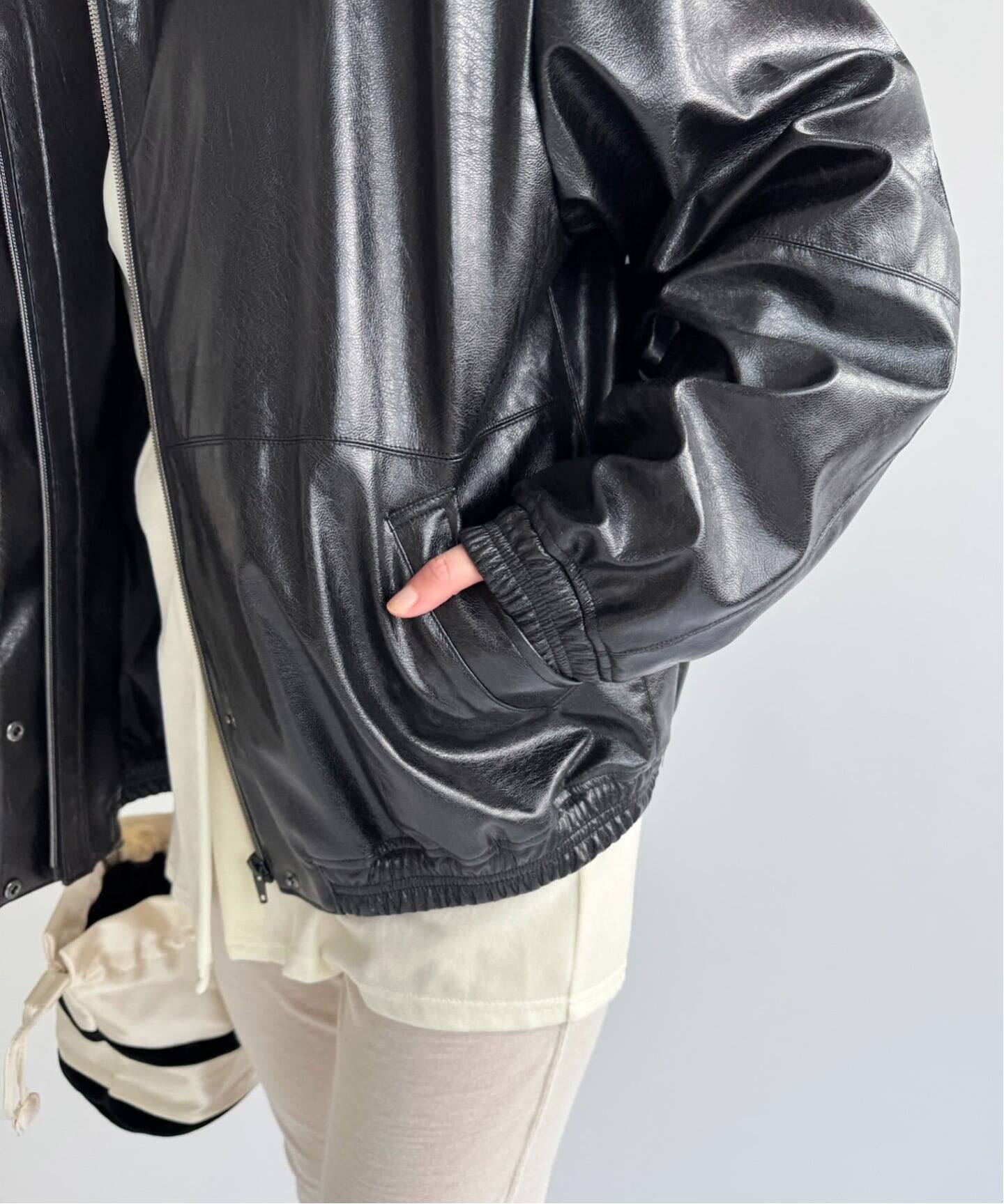 【NOUNLESS】 FAKE LEATHER SHORT BLOUSON FAKE LEATHER SHORT BLOUSON – NOUNLESS