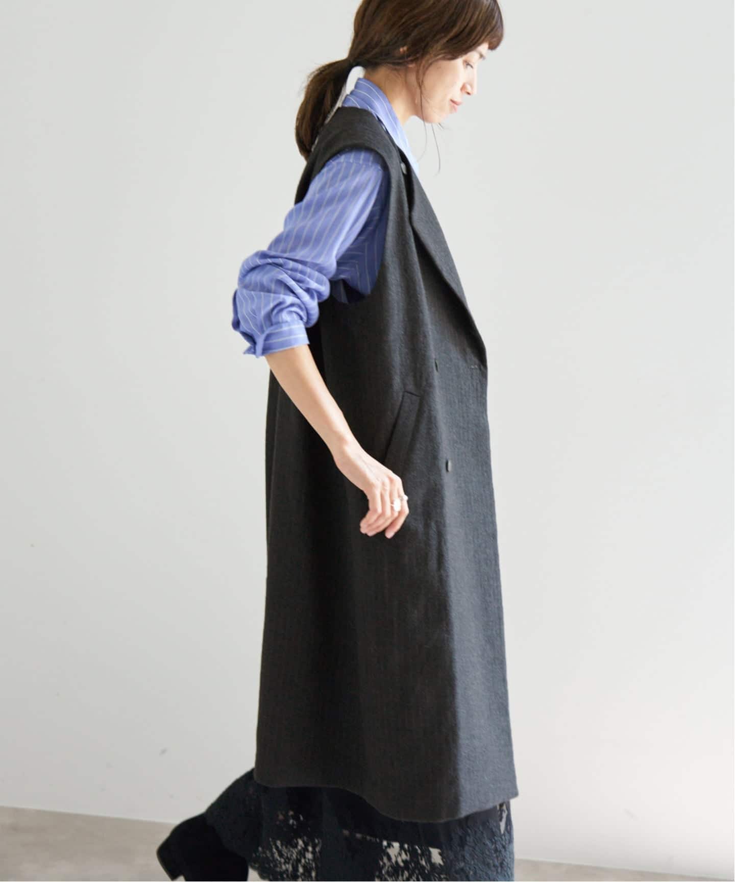 IENA ウールカシミヤ ロングジレ　ブラック ヘザーウールロングジレ（ジレ）｜IENA（イエナ）の通販｜BAYCREW'S STORE