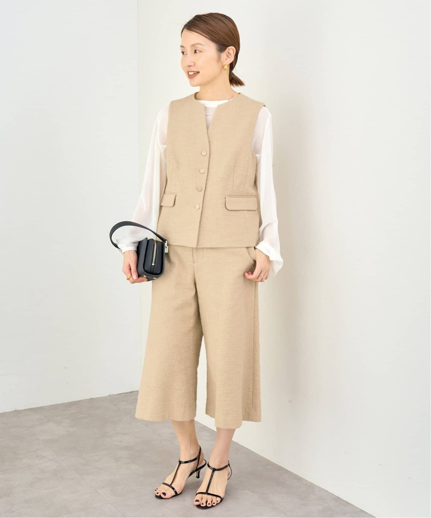 新品　IENA イエナ　ツイード　テーラードベスト　ベージュ　F IENA（イエナ）の「ツイードテーラードベスト（ベスト）」 - WEAR